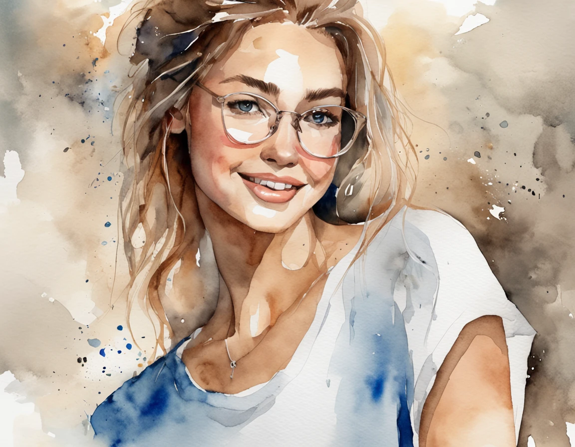 /imagine prompt: A young lady wearing a high quality white T-shirt for a mockup design, positioned against a blue background, Fashion mockup, Lifestyle, Stylish , studio background, by camera Canon EF 50mm f/1.8 STM, sharp and clean focus, highly realistic