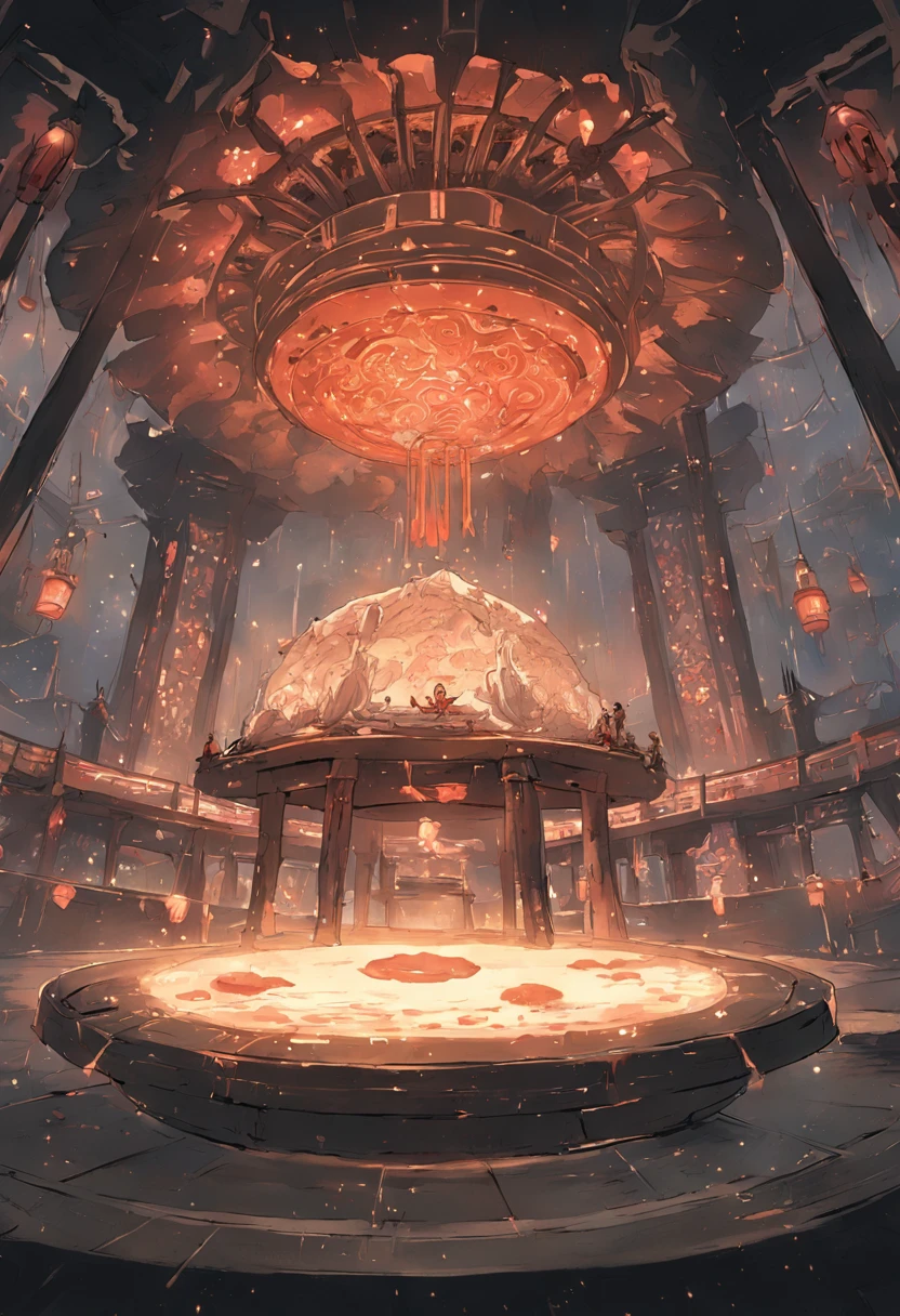 in ancient, Dilapidated Taoist temples, In an atmosphere of silence, An old table stands in the center. The surface of the table emits a faint and eerie glow, Like an ethereal light flickering in the darkness.