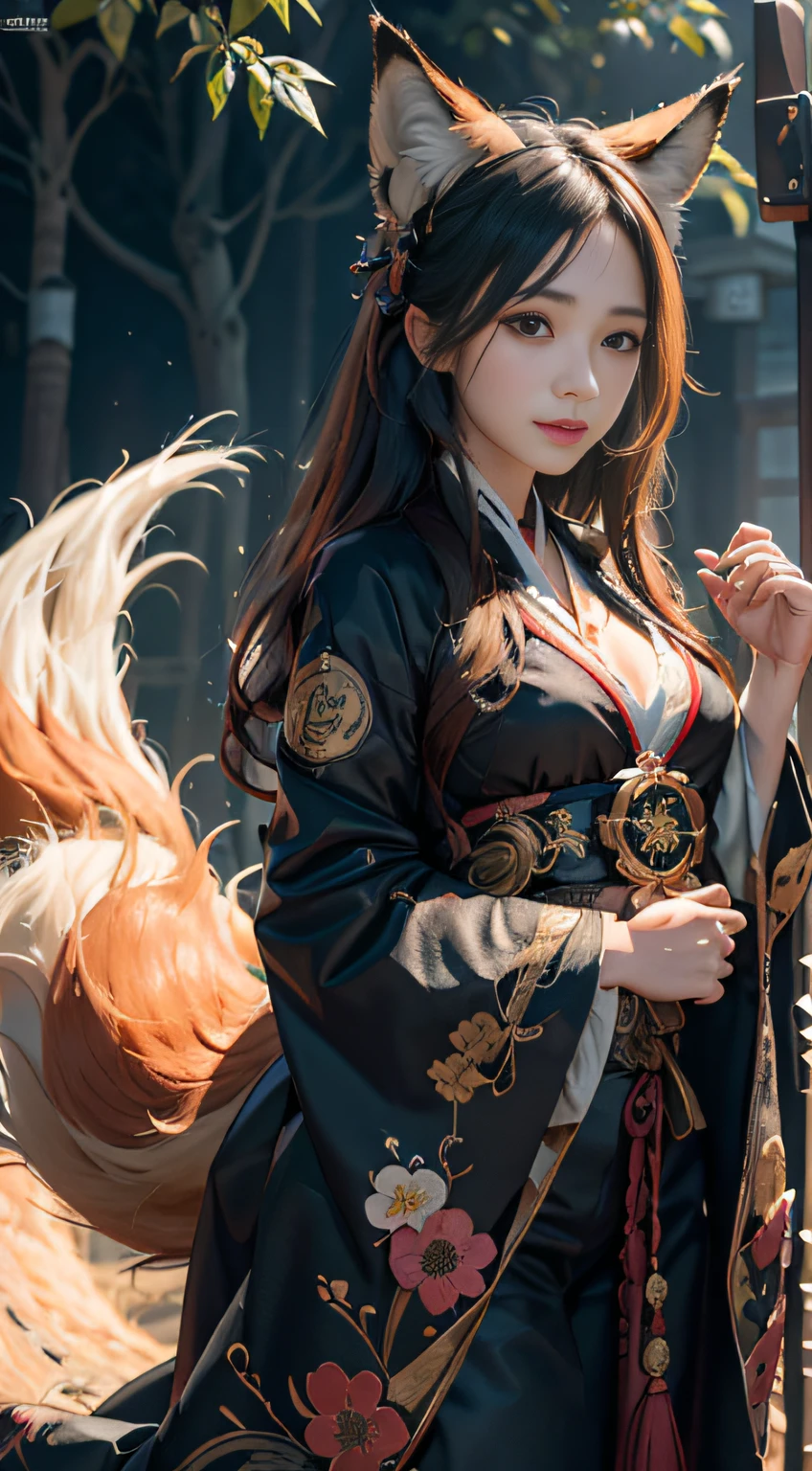 1girl,solo,
official art, unity 8k wallpaper, ultra detailed, beautiful and aesthetic, beautiful, masterpiece, best quality,
Kitsune witch, fox mask, haori jacket, foxfire spell, fox familiar, transformation,depth of field,