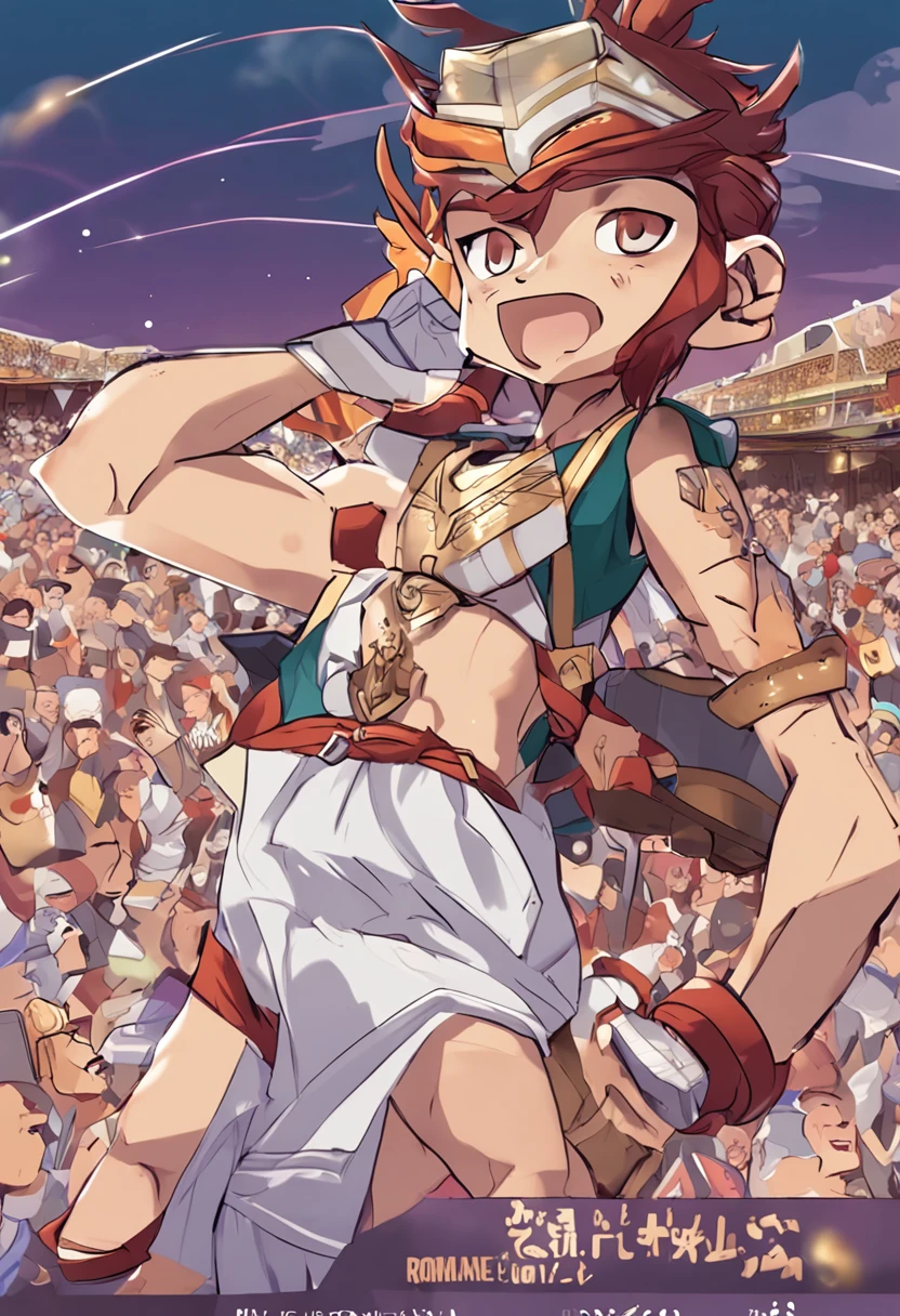 PERSONAGEM DE ANIME SEGURANDO CARTAZ ESCRITO FELIZ ANIVERSARIO ROMEU