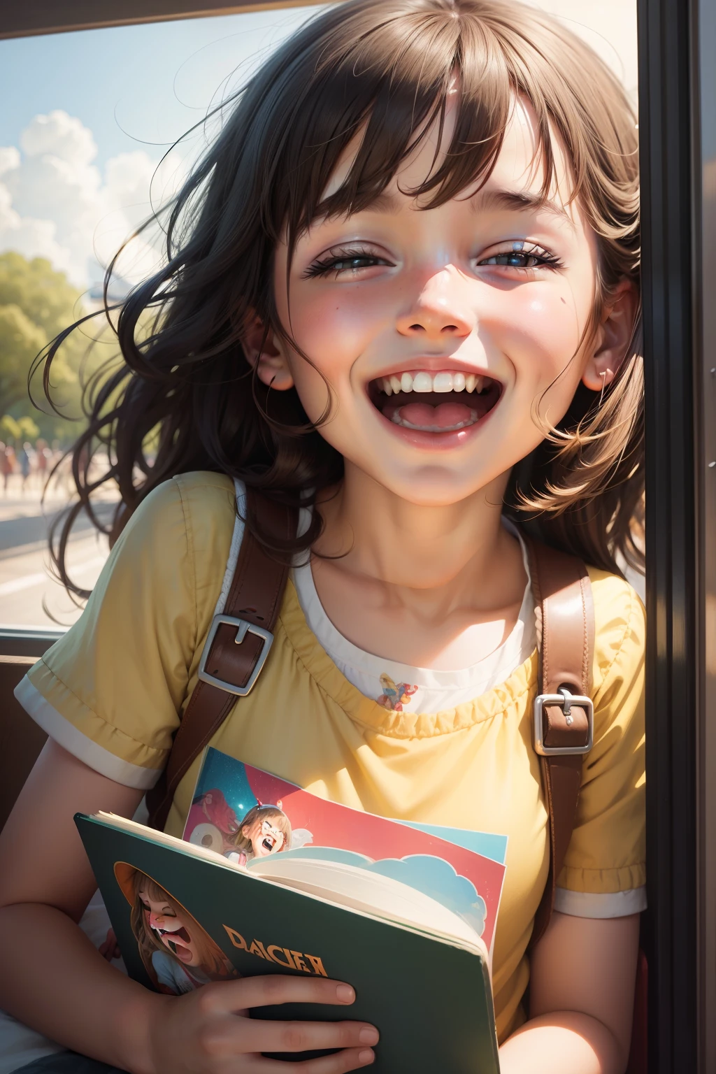 illustration, childrens book,
Laughing girl