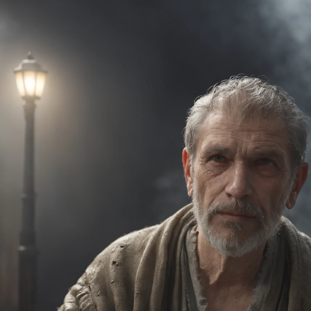 (Professional 3D rendering:1.3) de (Realistic:1.3) Foto de arte mais bonita do mundo,Apresenta masculinos suaves e brilhantes, ((old epic fantasy aged man thin rough wet look despair short hair short beard and sad expression in depressive pose, fantastic location, majestoso ambiente desordenado)), corpo inteiro 8k unidade render, action shot, poros da pele, very dark lighting, sombreamento pesado, circunstanciado, Rosto detalhado, (vibrante, foto grdeia realista, Realistic, Dramatic, Escuro, foco nítido, 8k), (Old cotton fabric clothes damaged by bad weather:1.4), ((((Use peles)))), (intrincado:1.4), decadente, (altamente detalhado:1.4), pintura digital, rendering by octane, art stations, Conceito-Arte, liso, foco nítido, illustration, germe da arte, (Loish:0.23), Wlop Ilya Kuvshinov, e Greg Rutkowski e Alphonse Mucha Gracias, (global ilumination, studiolight, Light Volumetric), chuva forte, Electrical cables floating out of your head, patife, Priority on the tiny creatures on the cables, glass-bellied homunculus creatures, fantasia, Onze, meio corpo esbian, ((Fundo escuro e antigo da cidade:1.3)),CGSes ociedade, art stations