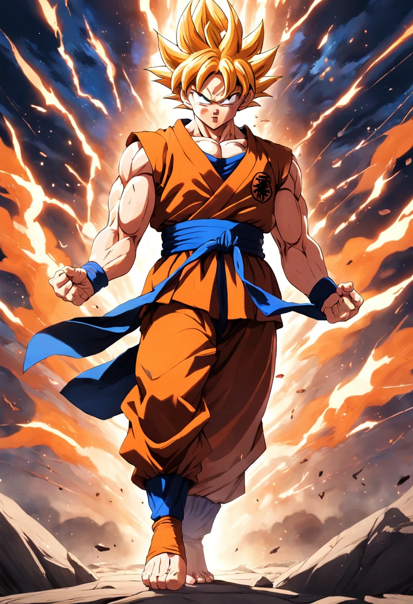 Super Saiyajin Goku, ao ar livre, treinamento de artes marciais