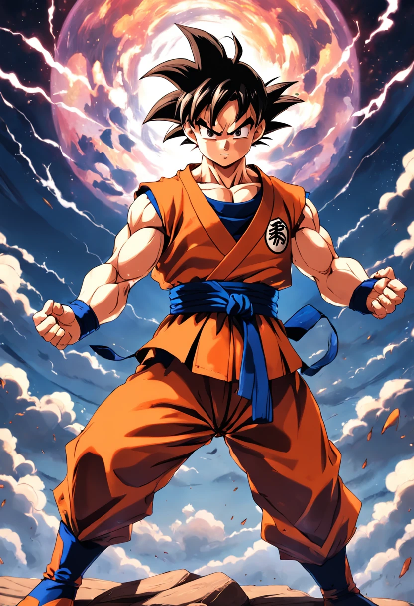 Super Saiyajin Goku, ao ar livre, treinamento de artes marciais