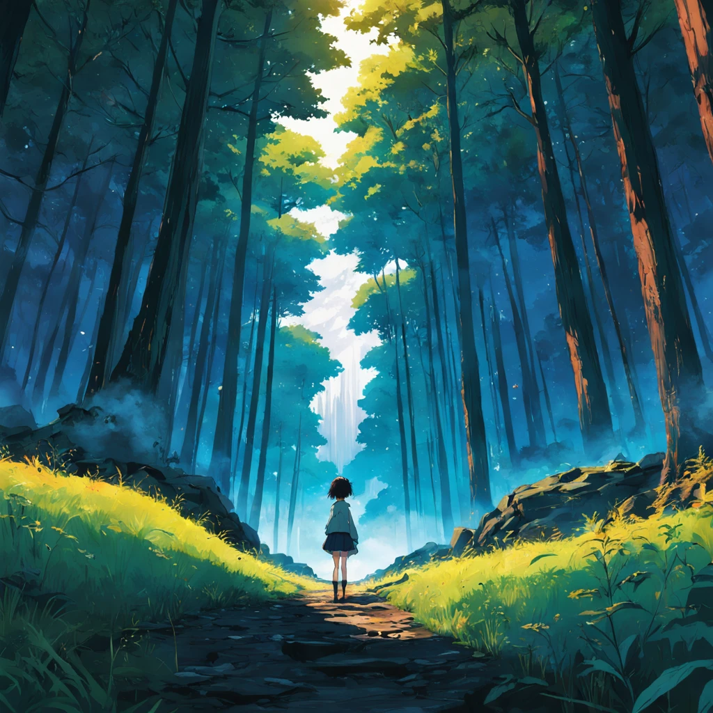 masterpiece, best quality, movie still, beautiful shot of a forest, nature