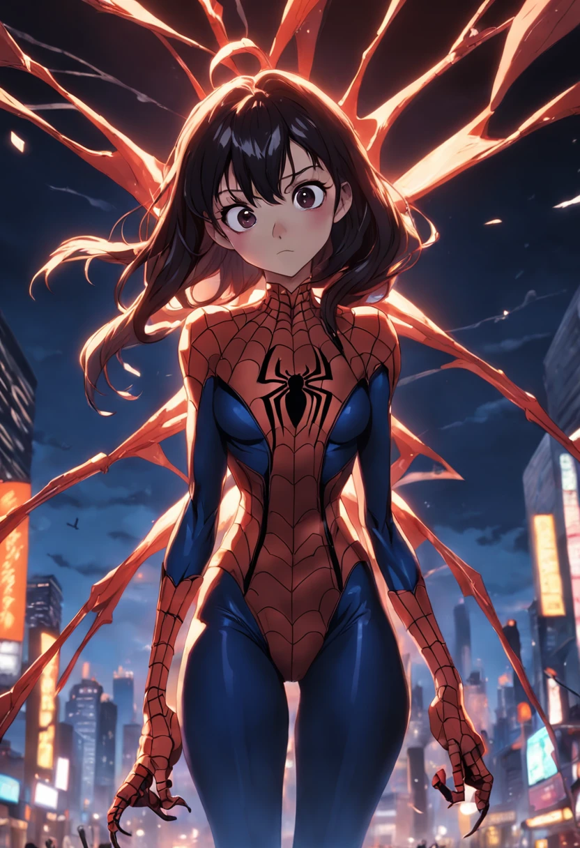 homem aranha em cima de um arranha ceu cena de filme 8k,:n_desenho,Imperfection,baixa qualidade,jogo, anime, mulher, tirar texto e assinatura