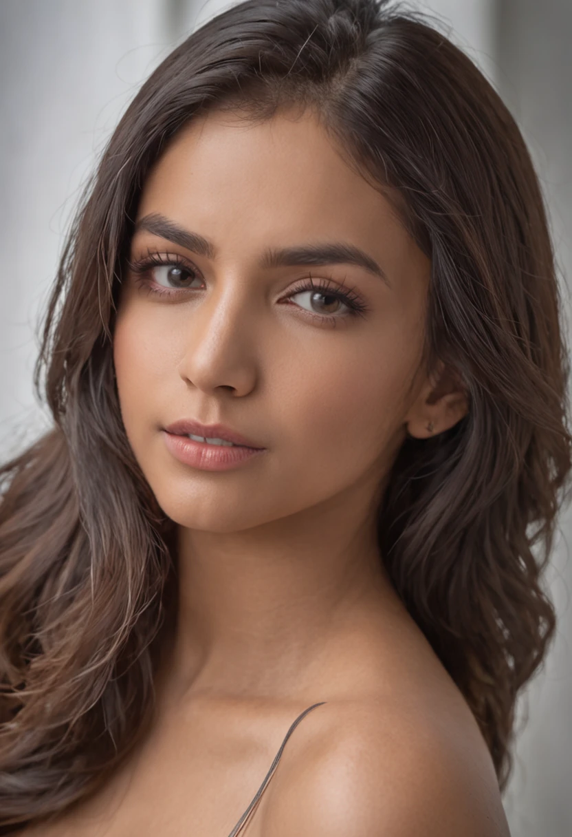 (masterpiece), ((entire body in frame), one beautiful Egyptian supermodel in her 20s, dynamic poses, stylish, ultra-realistic, best quality, highly detailed, dramatic lighting from below, beautiful desirable body, small breasts, topless,
