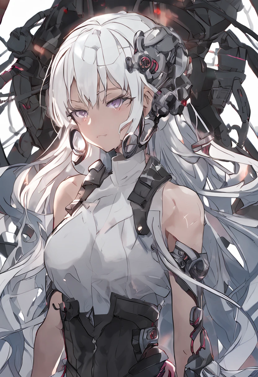 Anime girl holding skull and gun in hands, Best Anime 4K Konachan Wallpapers, mechanized witch, Anime mixed organically, zero art, guweiz on pixiv artstation, Detailed digital animation art, Mecha aesthetics, guweiz on artstation pixiv, 动漫Mecha aesthetics