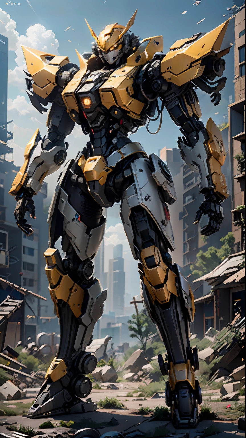 ((Best quality)), ((masterpiece)), (highly detailed:1.3), 3D,Shitu-mecha, beautiful cyberpunk women with her mecha in the ruins of city from a forgoten war, ancient technology,HDR (High Dynamic Range),Ray Tracing,NVIDIA RTX,Super-Resolution,Unreal 5,Subsurface scattering,PBR Texturing,Post-processing,Anisotropic Filtering,Depth-of-field,Maximum clarity and sharpness,Multi-layered textures,Albedo and Specular maps,Surface shading,Accurate simulation of light-material interaction,Perfect proportions,Octane Render,Two-tone lighting,Low ISO,White balance,Rule of thirds,Wide aperature,8K RAW,Efficient Sub-Pixel,sub-pixel convolution,luminescent particles,light scattering,Tyndall effect