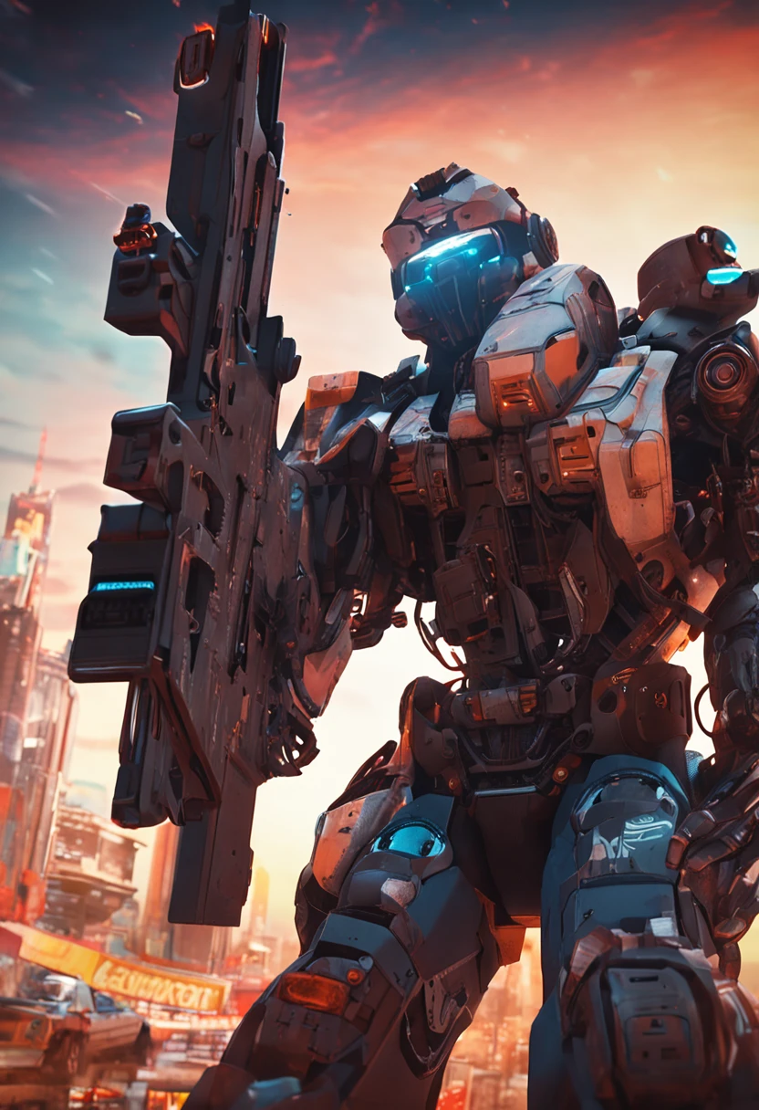 arma, revolver, cyberpunk, futurista, detalhada