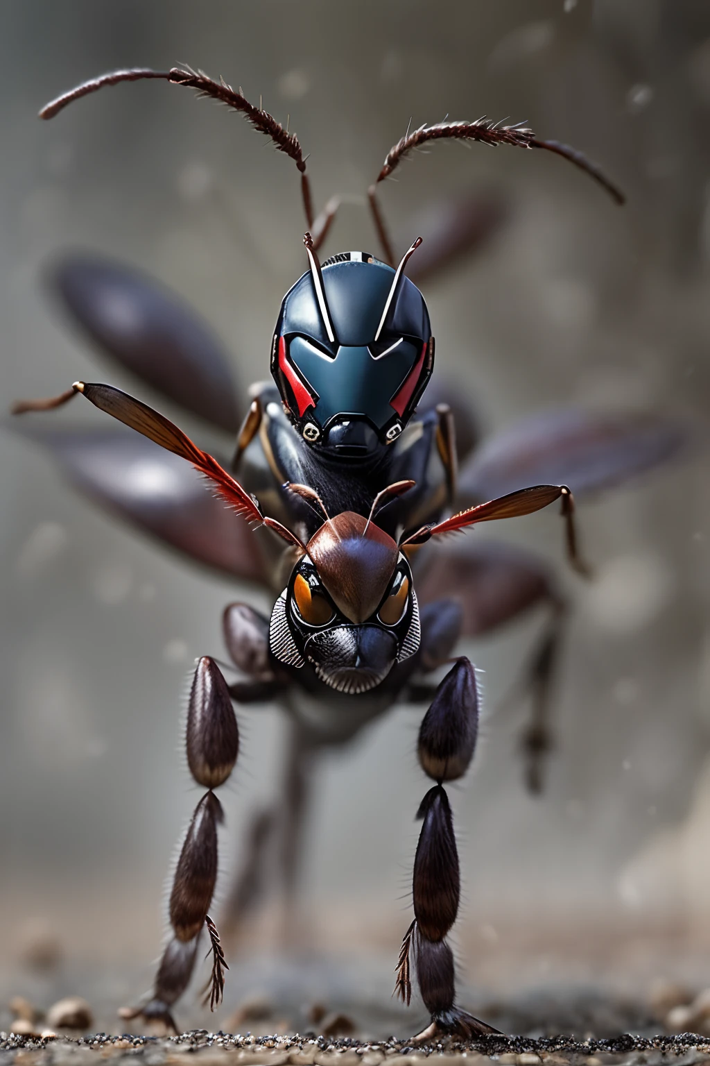 Marvel version of Ant-Man live-action portrait,((Ride on the back of an ant:1.3)),(Paul Luther:1.8)full-body portraits,Fighting posture,Vicious look,com rosto detalhado,Slightly vicissitudes,an award winning photograph,Bokeh,ultra-realistic realism,电影灯光,shadowing,high detal,high high quality,Award-Awarded,