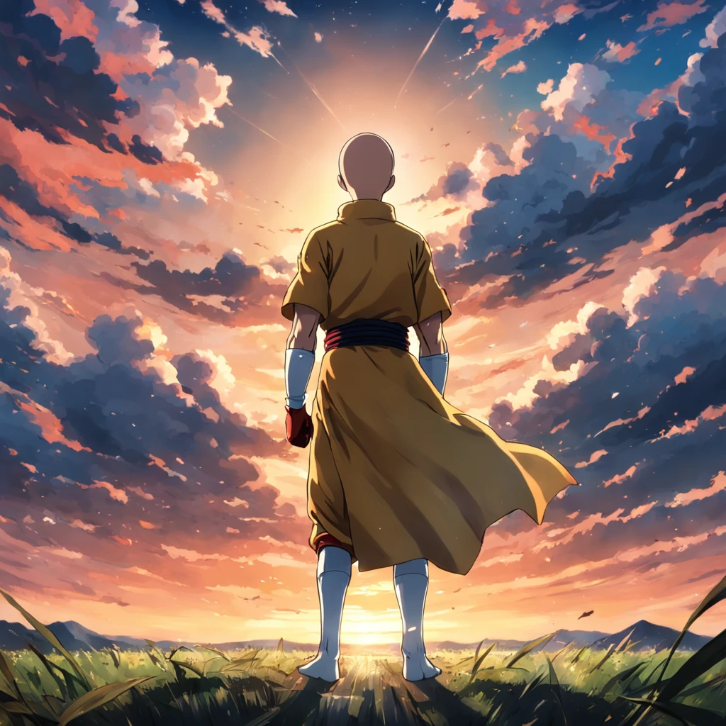 Saitama looking at sunset