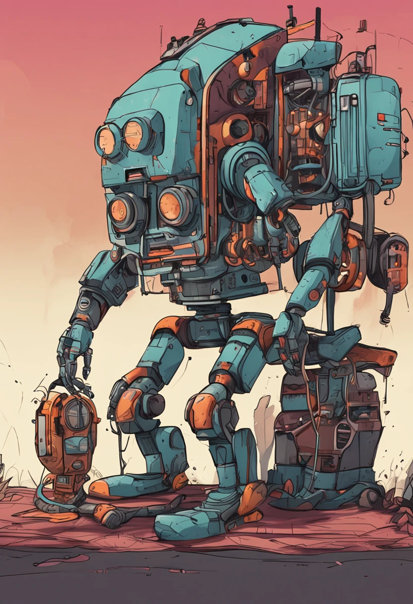 indian robot dressed like a poor indian, with flipflops, poor. robot