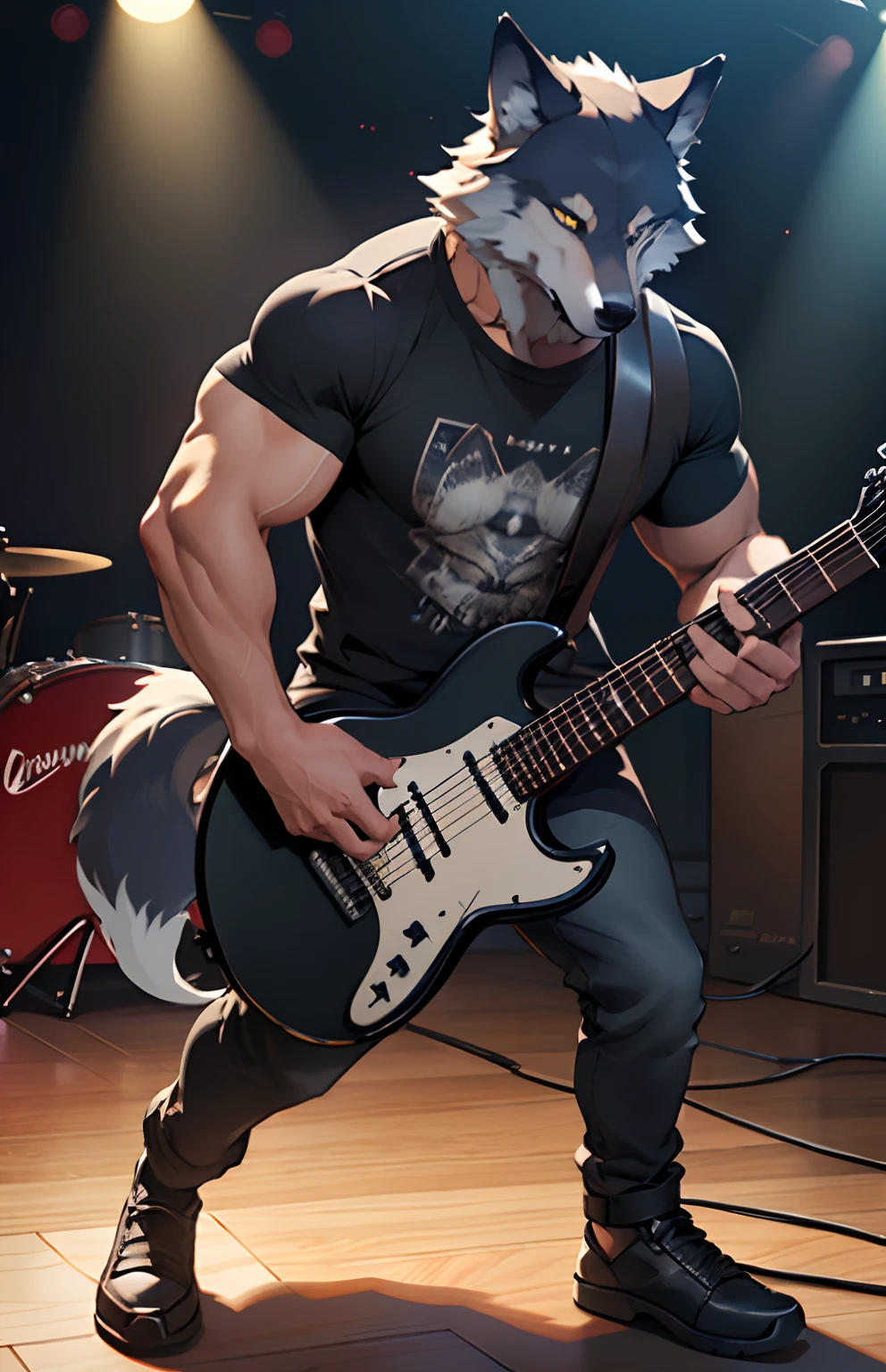 masterpiece, best quality, expressive eyes, absurdres, <lora:VikingWorld:1> vikingworld, scifi, (skeleton), (playing an electric guitar:1.2), on stage, screaming, skull face, bones, ribs, blue eyes, (blue glowing eyes:1.2),