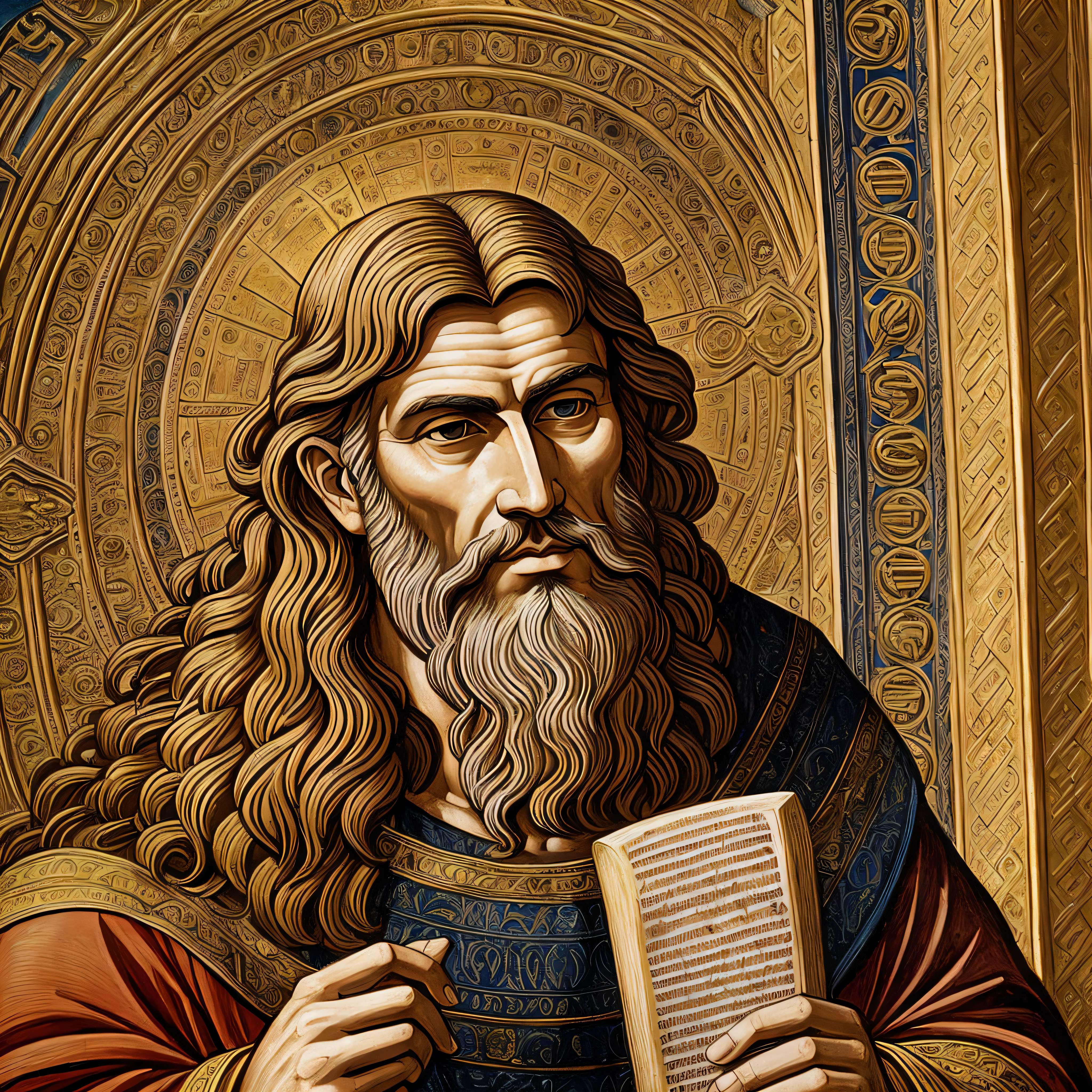 Apostle Paul, Paul of Tarsus, Apostle of the Bible, Biblical Image, Biblical Art Style, Saint, Bible Illustration, Saint, High Resolution Image, Artistic representation, by Duccio, by Jan Stanisławski, Basil Gogos, by Giorgio De Vincenzi, inspired by Nicomachus of Thebes, ultra detailed, intricate detail, divine, divine rays, divine smoke --auto --s2