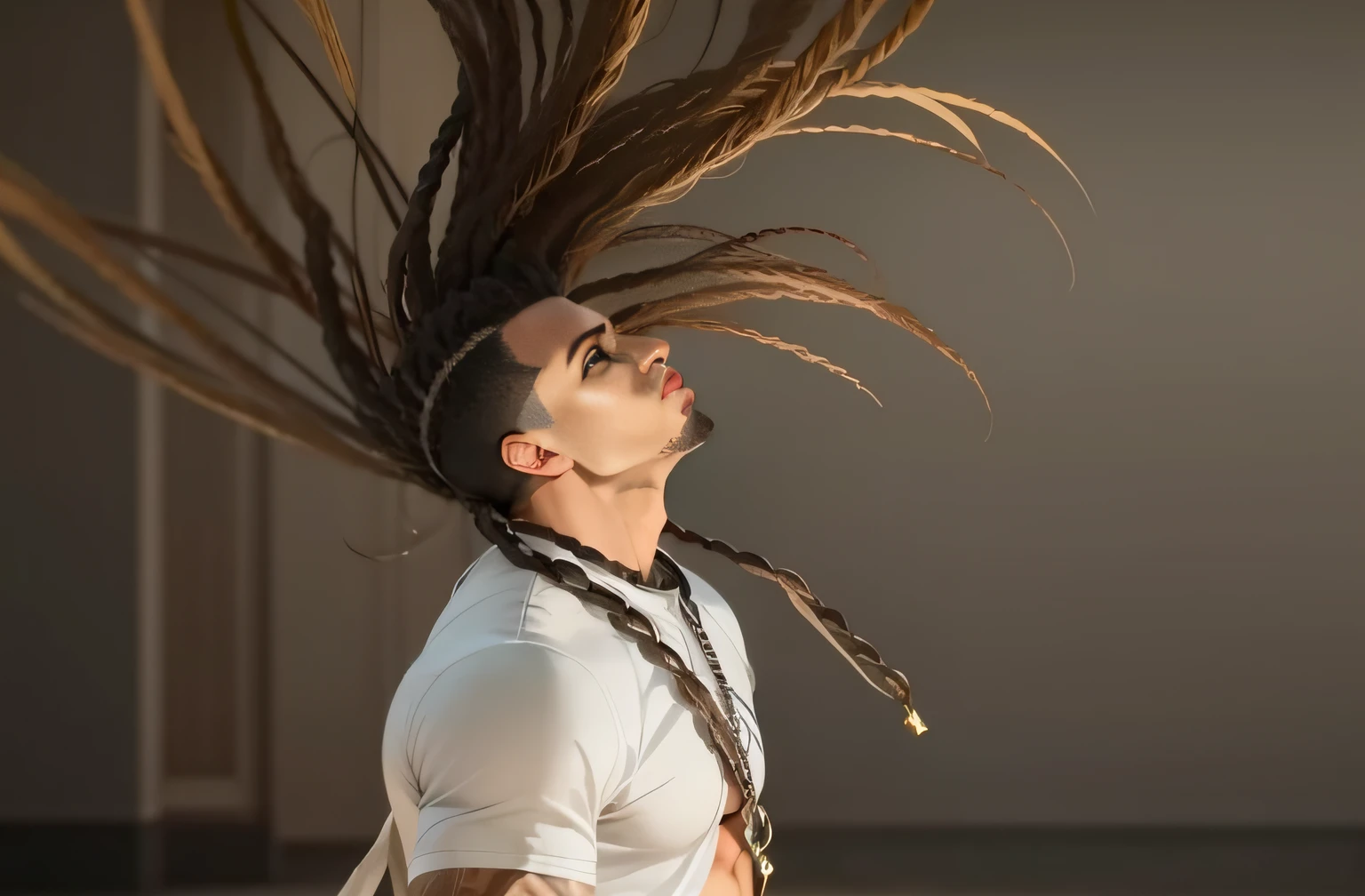 everaldocruz homen negro muito musculoso cabelo rasta fary com herois da marvel guerreiro capoeirista de corpo inteiro de frente