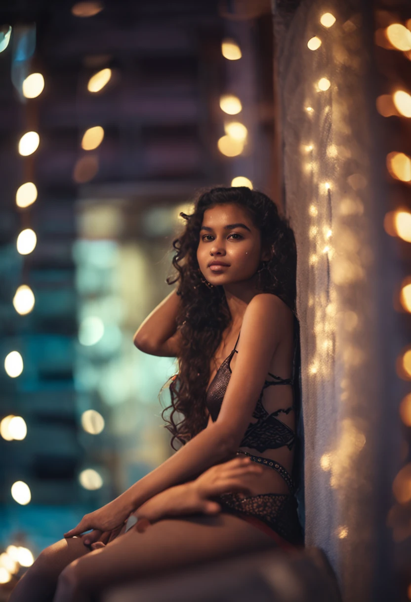 a sri Lankan girl,night scene, close up photo of a sexy naked girl,18 years old, posing, look at a camera and smile, black curly hair, (brown eyes:0.8), cute young face, 18 yo, soft volumetric lights, (backlit:1.3), (cinematic:1.3), intricate details, (ArtStation:1.2)