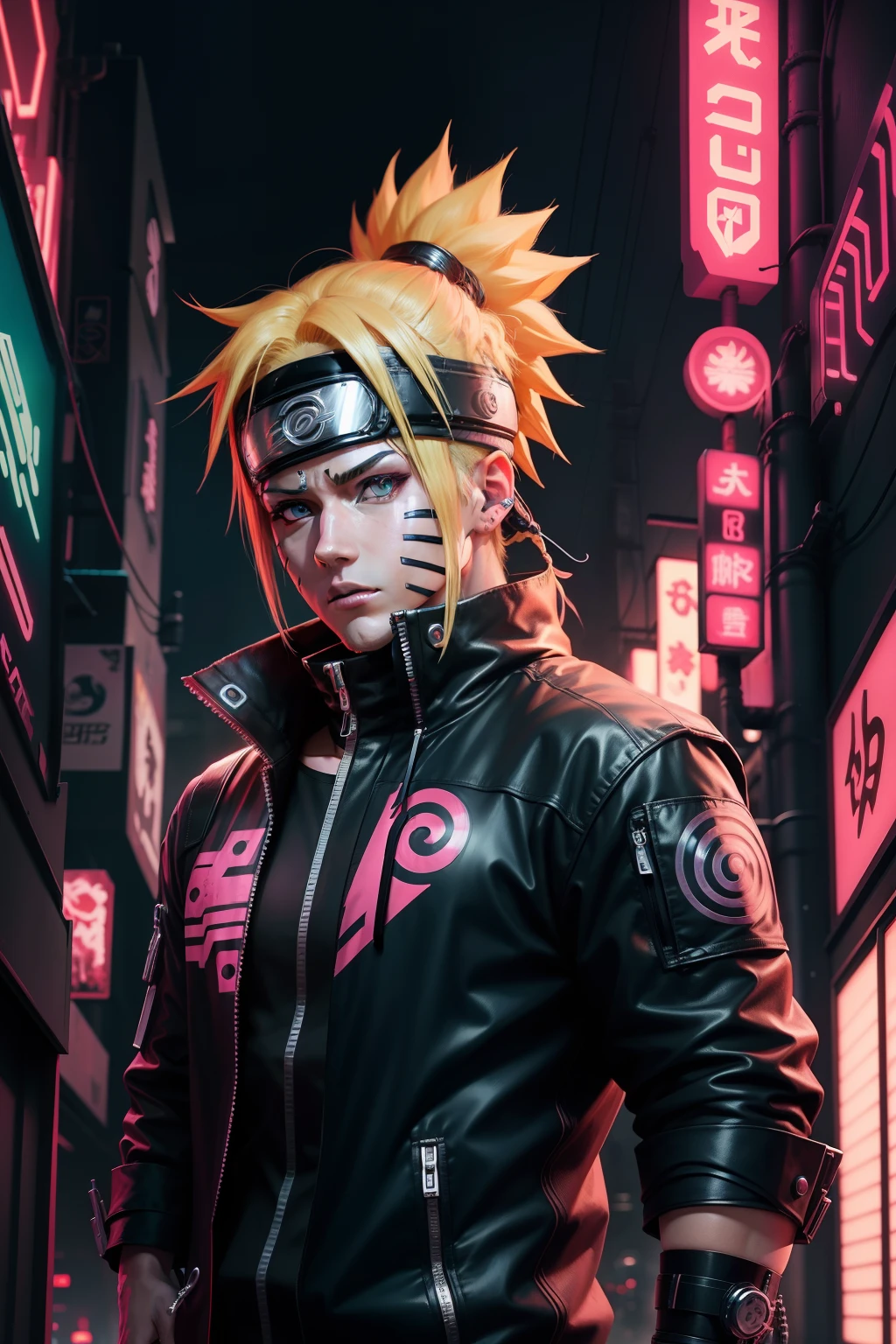 naruto, cyber punk, neon