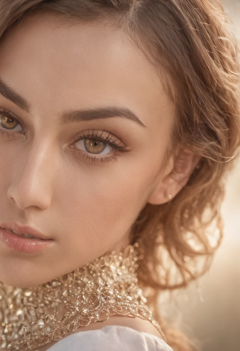 (soft focus:1.2), photo, attractive mixed woman, (beautiful face:1.1), detailed hazel eyes, luscious lips, (cat eye makeup:0.85), (medium eyes:1.0), (toned body:1.2), (curly hair:1.2), . (moody lighting:1.2), depth of field, bokeh, 4K, HDR. golden skin, hazel eyes, beauty marks, honey skin, Cinematic photo , play with dog in the garden