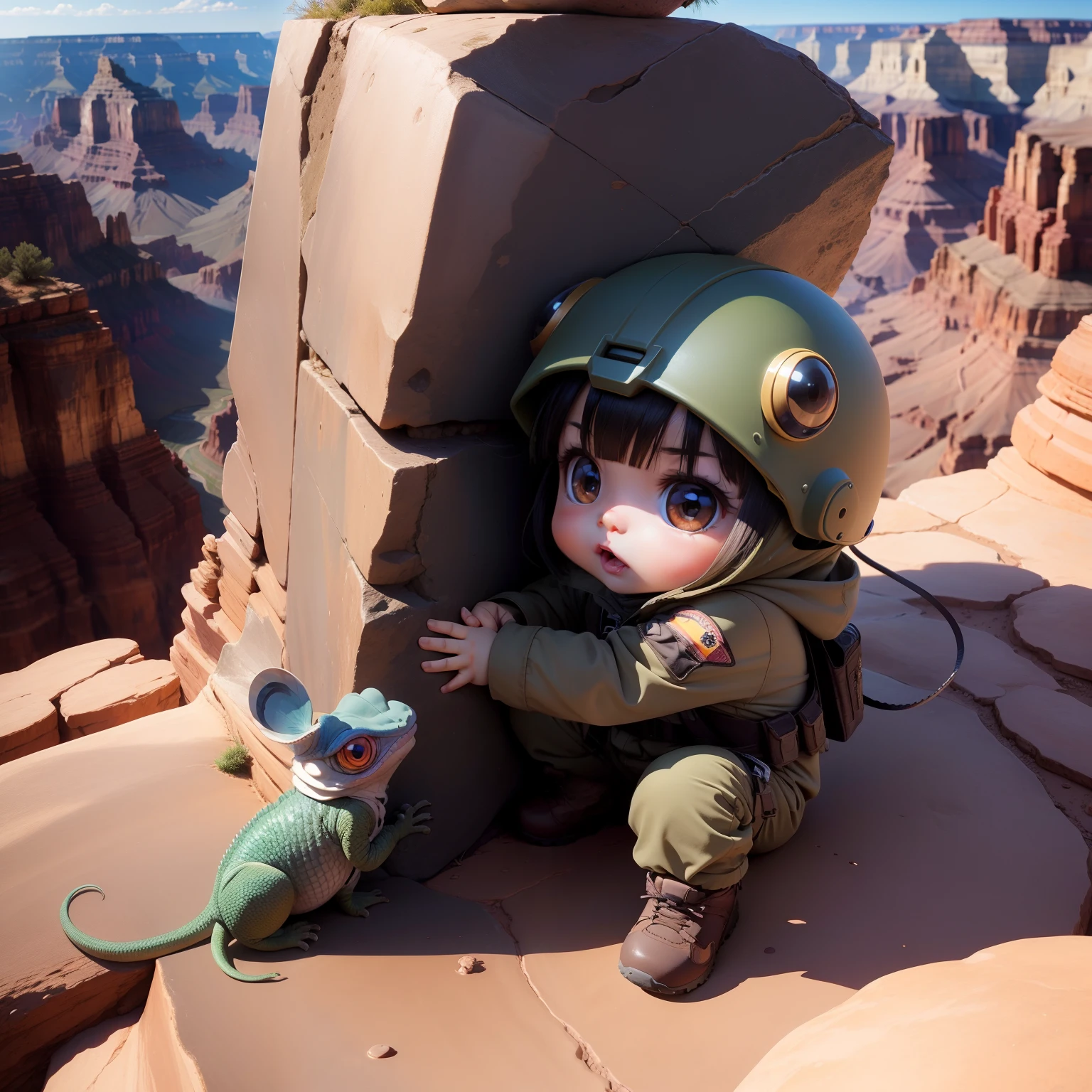 Cute Baby Chibi Anime,Chameleon Army,Grand Canyon
