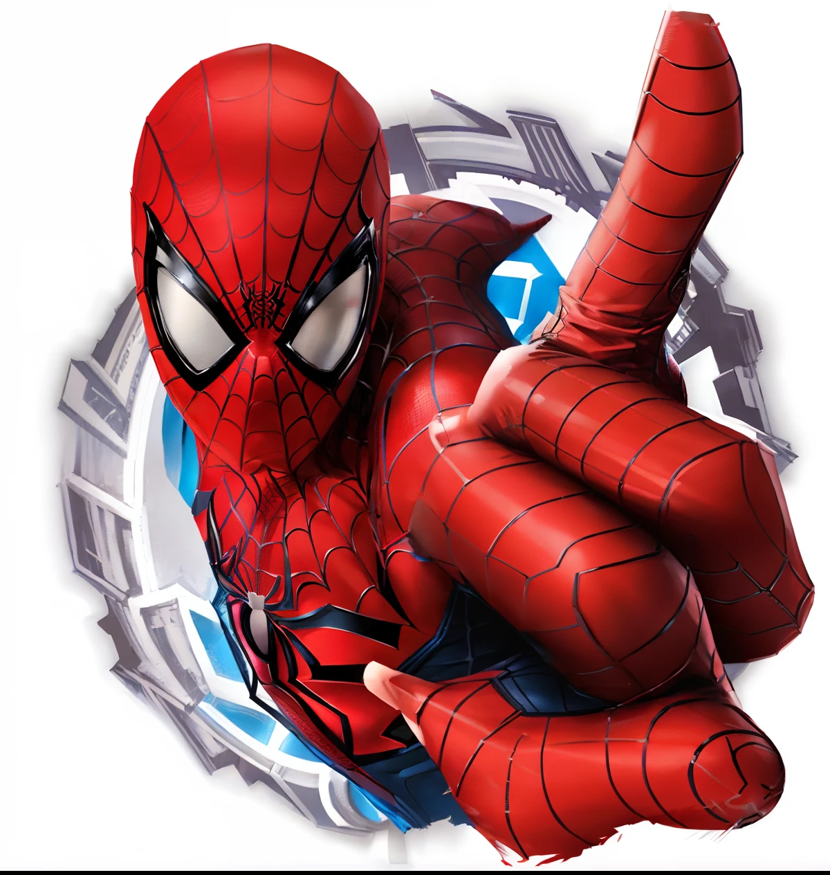 spider - man is pointing at the camera with his finger, spider - man, spider-man, spiderman, peter parker, spiderman!!, marvel, peter parker as spiderman, highly detailed spider - man, futuristic style spiderman, 3 dimensional, amazing, portrait of spiderman, the amazing spider man 2, marvel character, spider, heroic!!!, mcu, 3-dimensional