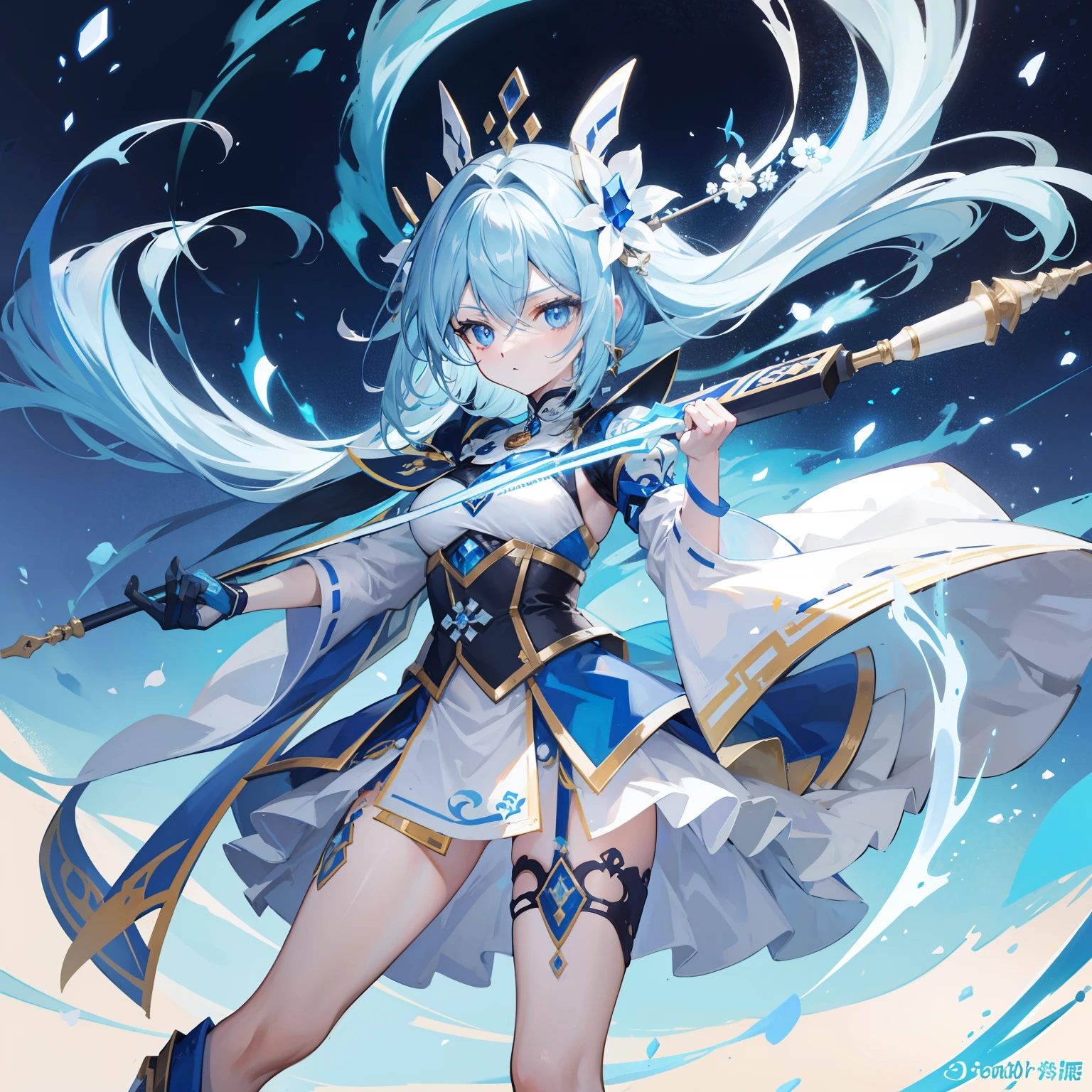 Gunpowder weapon arhat,Blue and white color scheme,It's the royal sister