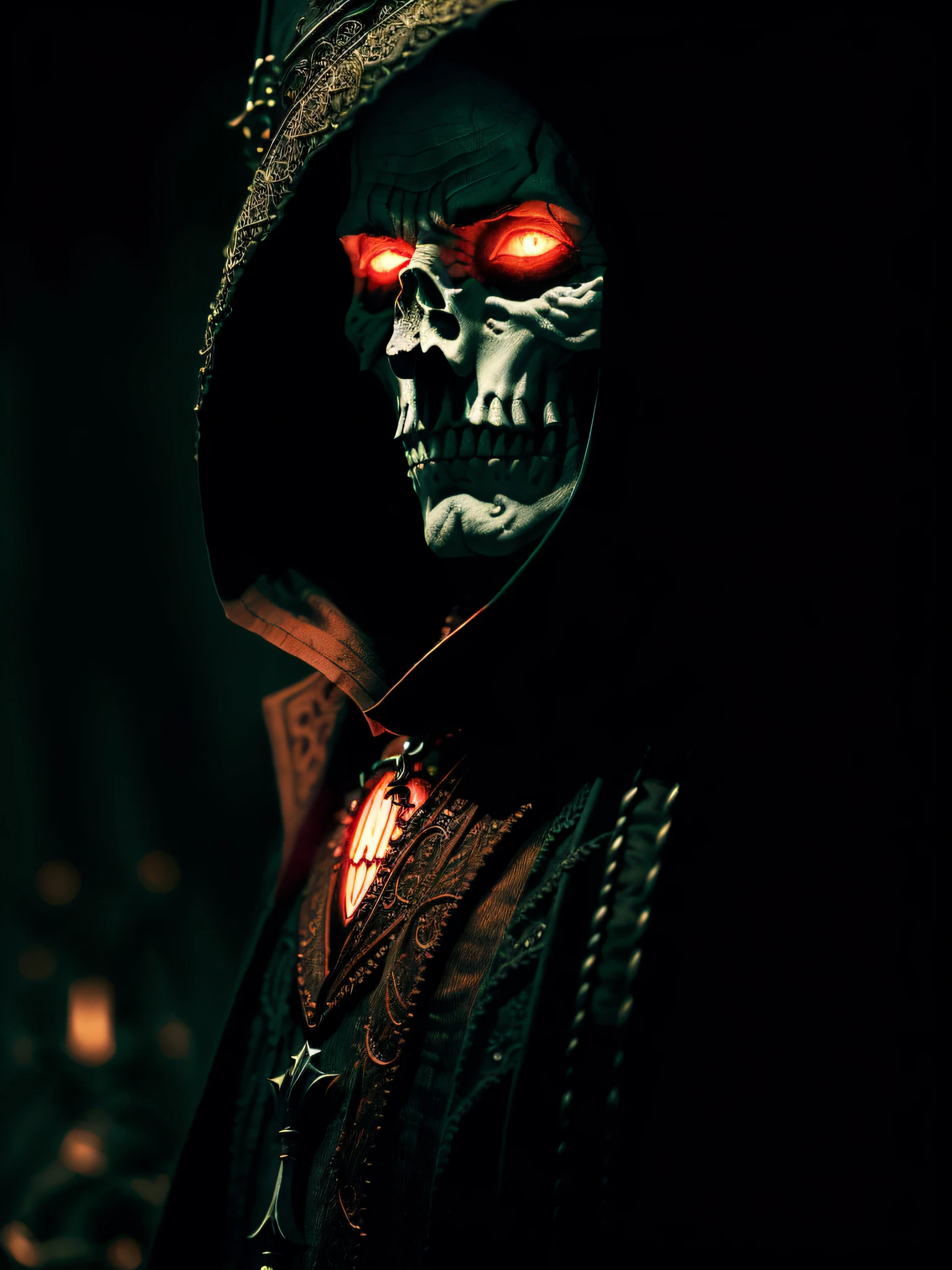 (extremely detailed 8k wallpaper),a medium shot photo of a fearful necromancer, Intricate, High Detail, dramatic