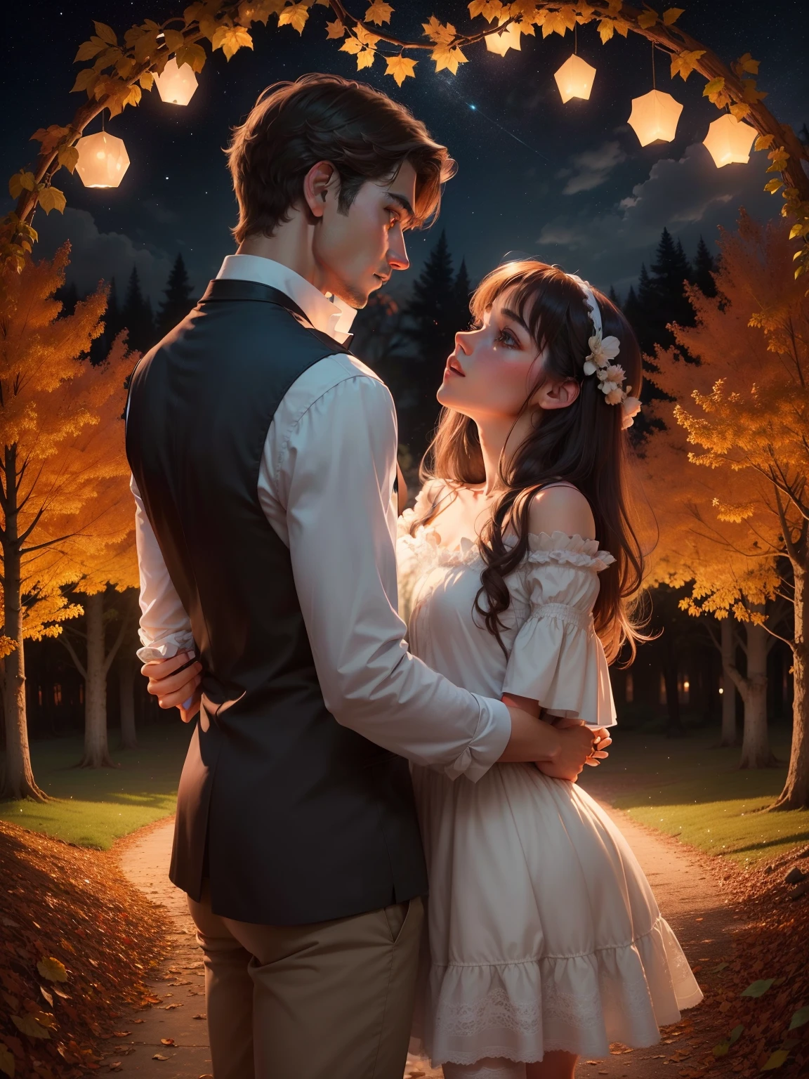 Man and Woman, Well, it's a marvelous night for a moondance With the stars up above in your eyes A fantabulous night to make romance 'Neath the cover of October skies And all the leaves on the trees are fallin' To the sound of the breezes that blow An' I'm trying to please to the callin' Of your heart strings that play soft and low And all the nights magic seems to whisper and hush And all the soft moonlight seems to shine in your blush Can I just have one more moondance with you, my love? Can I just make some more romance with you, my love? Well, I wanna make love to you tonight I can't wait 'til the morning has come And I know now the time is just right And straight in to my arms you will run And when you come, my heart will be waiting To make sure that you're never alone There and then, all my dreams will come true, dear There and then, I will make you my own And every time I touch you, you just tremble inside And I know how much you want me that you can't hide Can I just have one m