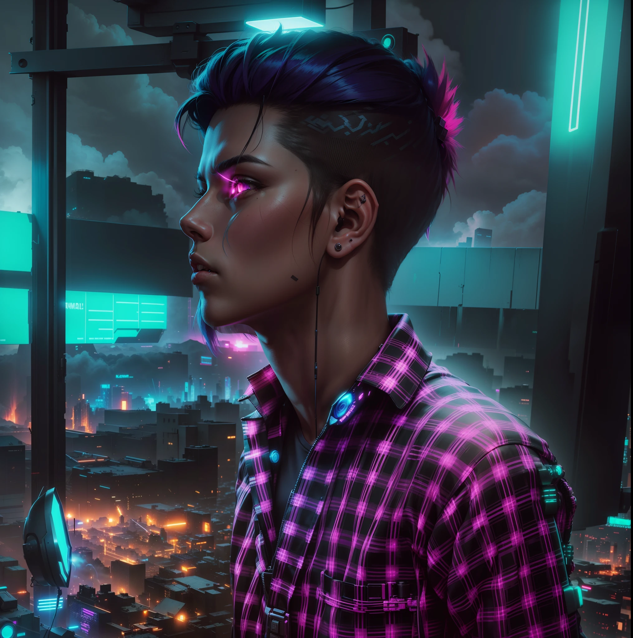 cyberpunk, real face, cinematic, neon hair, hdr, change background ultra real quality ,no face change as it is same face