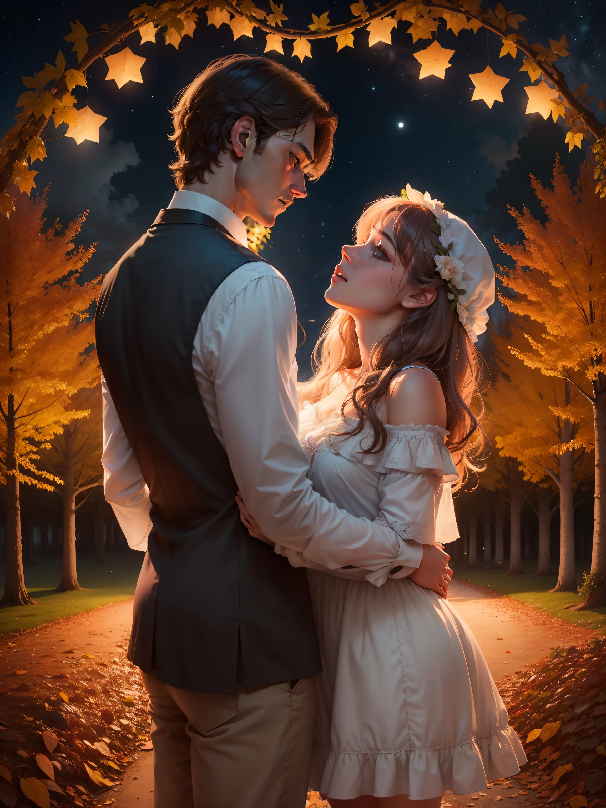 Man and Woman, Well, it's a marvelous night for a moondance With the stars up above in your eyes A fantabulous night to make romance 'Neath the cover of October skies And all the leaves on the trees are fallin' To the sound of the breezes that blow An' I'm trying to please to the callin' Of your heart strings that play soft and low And all the nights magic seems to whisper and hush And all the soft moonlight seems to shine in your blush Can I just have one more moondance with you, my love? Can I just make some more romance with you, my love? Well, I wanna make love to you tonight I can't wait 'til the morning has come And I know now the time is just right And straight in to my arms you will run And when you come, my heart will be waiting To make sure that you're never alone There and then, all my dreams will come true, dear There and then, I will make you my own And every time I touch you, you just tremble inside And I know how much you want me that you can't hide Can I just have one m