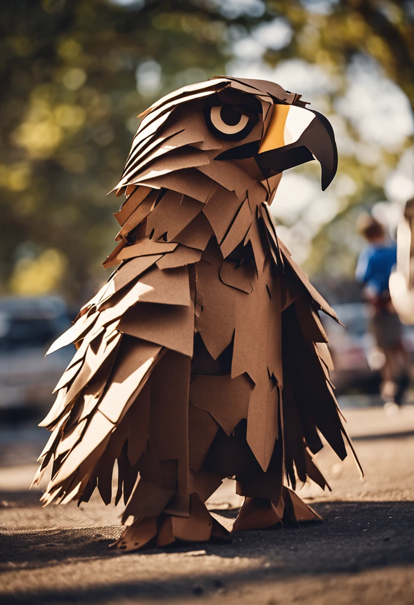 eagle costume made from cardboard for kid