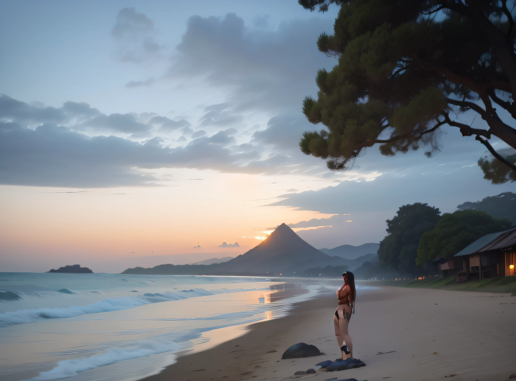 uma mulher india deitada e nua com o corpo tatuado