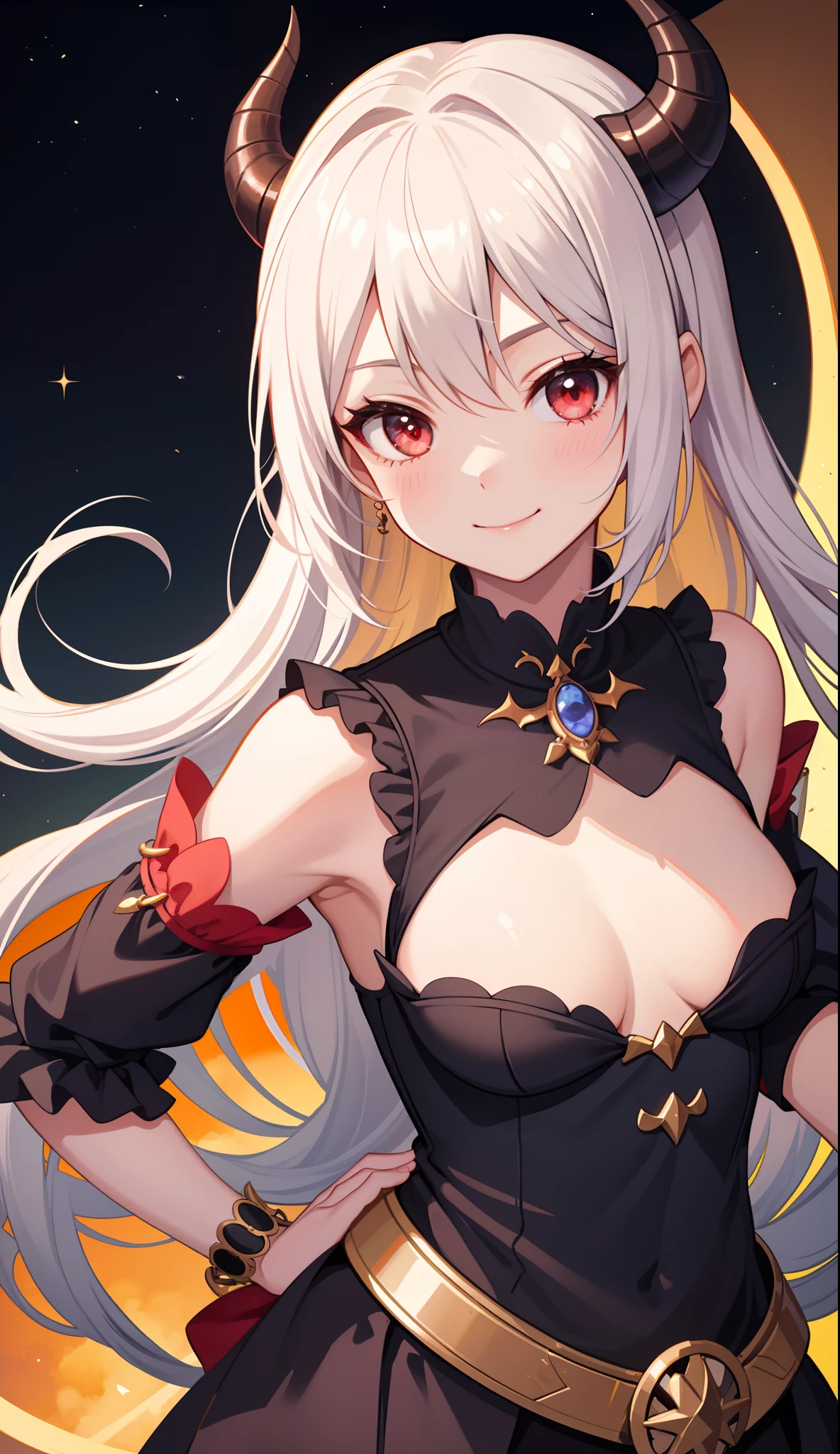 1girl in、A smile、A delightful!　demon king、（small tits）
