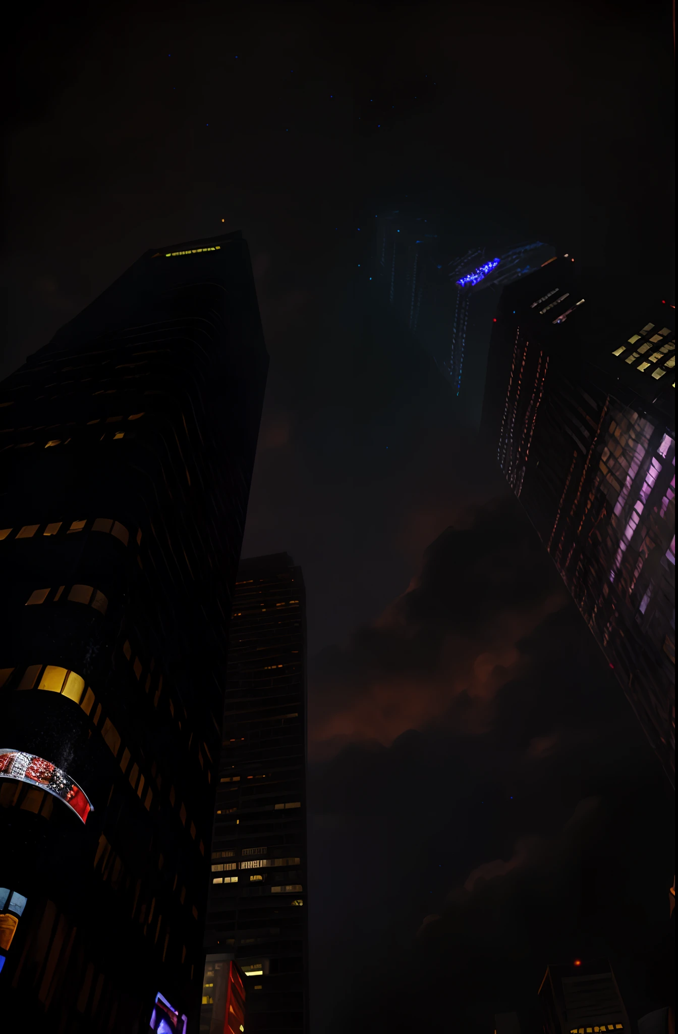 City image at night,There are a lot of high-rise buildings, vfx powers at night in the city, night life buildings, skycrapers, skyscrapper, Skyscraper on background, skyscrapper, with towers, Beautifully lit building, Buildings are flying, Skyscrapers in the background, taken with a Sony A7R camera