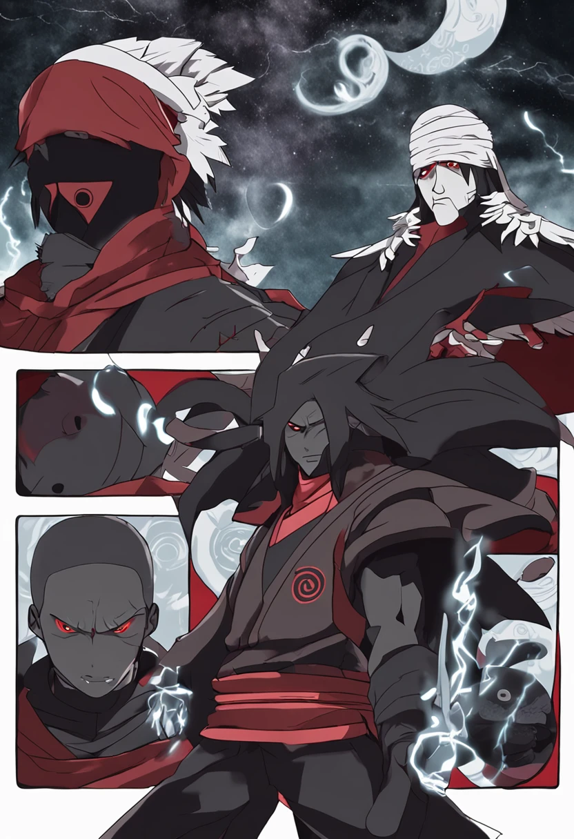 Despontar sombrio e olhar penetrante: Madara Uchiha em todo o seu esplendor. Detalhes intensos do Sharingan e Mangekyou Sharingan, aura de poder, Epic battles, Uchiha clan, legado ninja, confronto com Hashirama Senju, Akatsuki, Dez-Caudas, ruthless domination, Unwavering determination.
