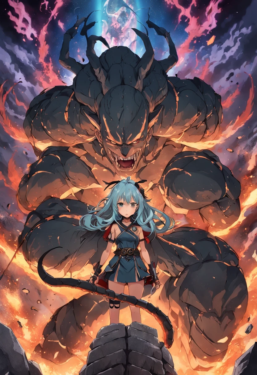the rock como escorpiao rei ::cores vivas estilo anime ,corpo inteiro ::_estilo olhos,ruins,deformaçao