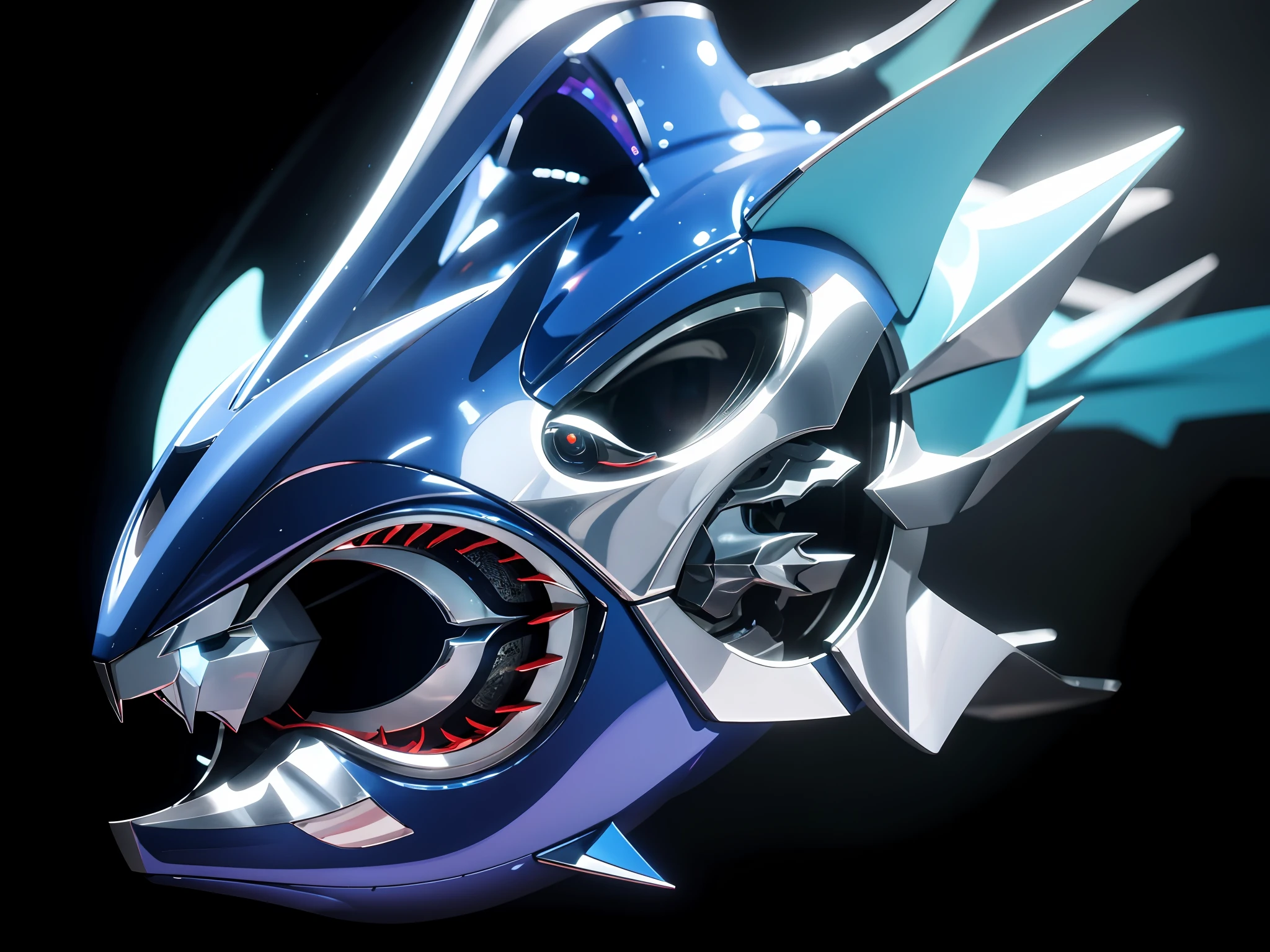 It has a blue mask on it，It has the face of a dragon on it, sharp sleek cyborg dragon head, rendered in keyshot, Rendered in Cinema4D, rendered in cinema 4 d, rendered in cinema 4 d octane, created in octane render, rendered in octane render 32k, rendered on octane, epic 3 d abstract model, rendered on octane, rendered in octane render