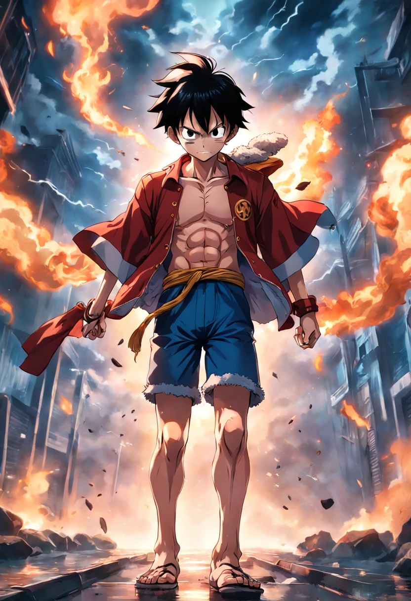 "luffy modelshoot style, nvinkpunk, mdjrny-v4 style, dreamlikeart, snthwve style