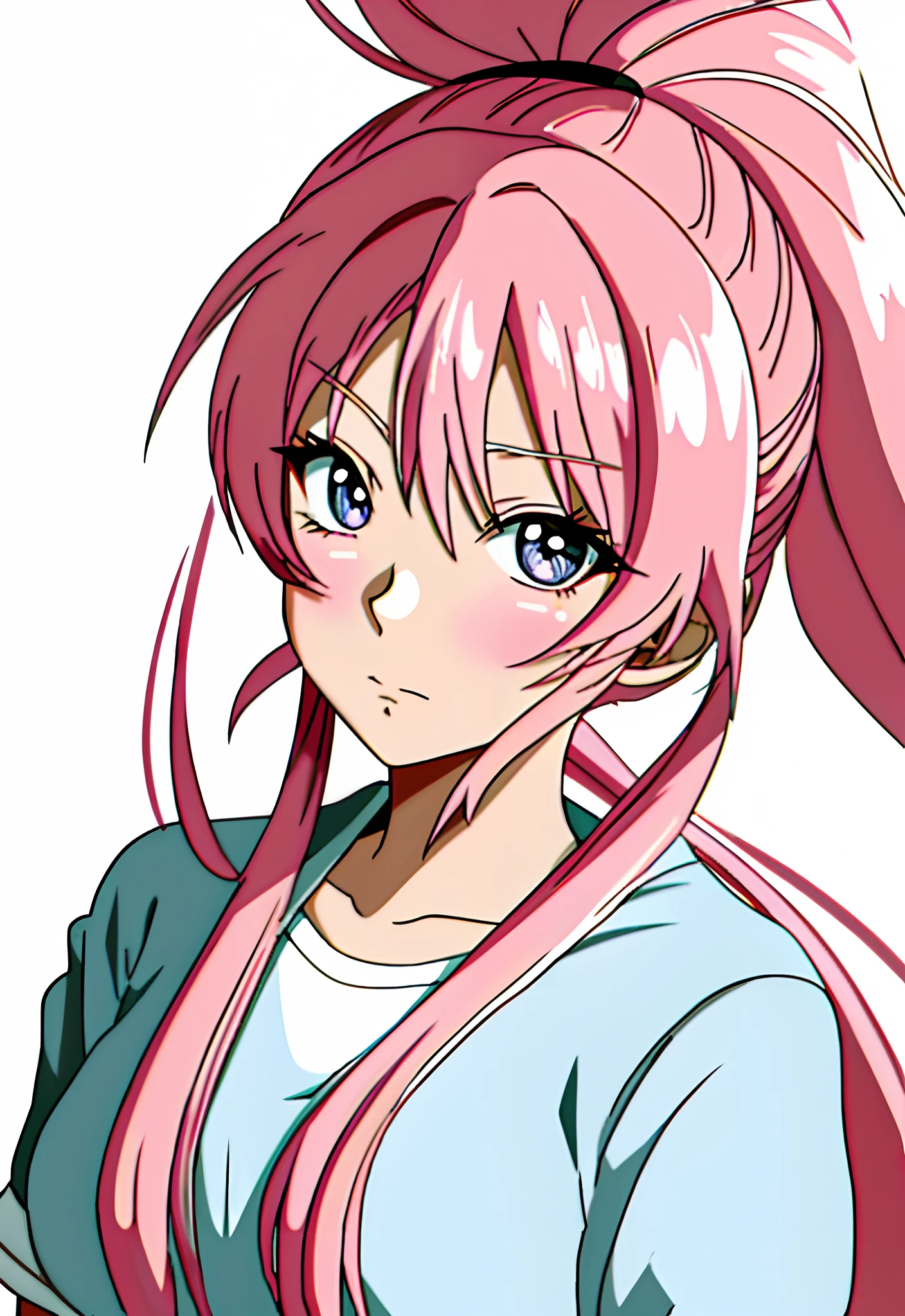 Draw a girl with a ponytail and big eyes, clean anime outlines, anime style drawing, in an anime style, extremely cute anime girl face, flat anime style shading, Anime moe art style, anime shading), Cute natural anime face, semirealistic anime style, cute anime face, anime shading, In anime style, clean and meticulous anime style, Detailed anime soft face
