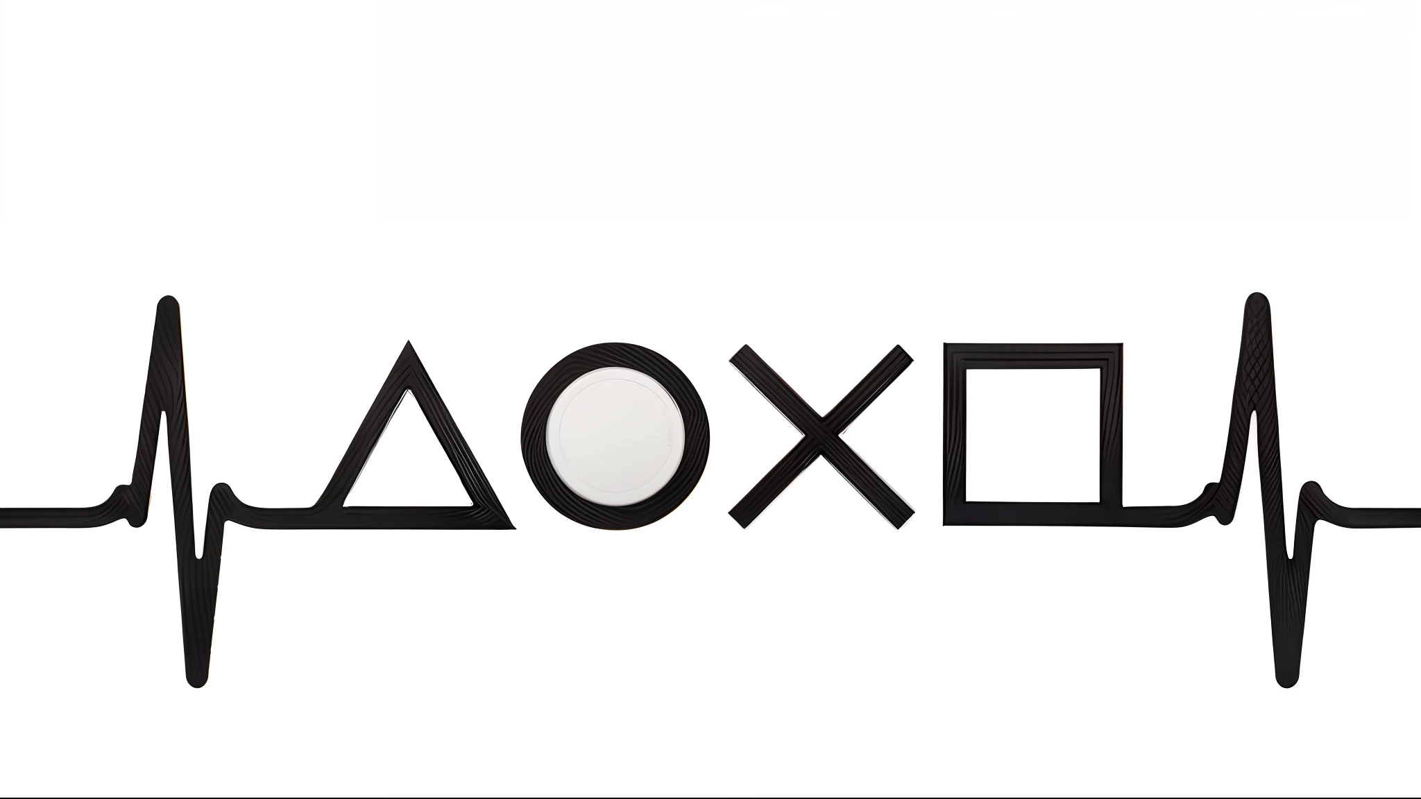 A closeup of a video game controller with a beater, Playstation, Ps, with playstation 1 graphics, Playstation 6, PSX, game icon, Playstation 1, PS 4, Playstation 4, PS4, PlayStation 1 graphics, para Ps5, floating symbols, First PlayStation graphics, PS 1, PS1, PlayStation 2 graphics, Playstation 3, logotipo preto ,sem fundo