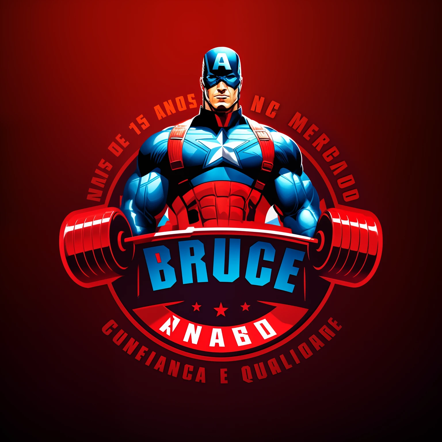 Captain Gym Logo Design, Captain America, background a gym, dingy gym, logotipo esportivo, body building blacksmith, muscular character, design do logotipo do patch, muscular male hero, foto do perfil, bodybuilder superhero bikini, local gym, musculoso, imagem de perfil, Personagem da Marvel, dingy gym, musculoso, marvel superhero, 3D Logo, logotipo do jogo