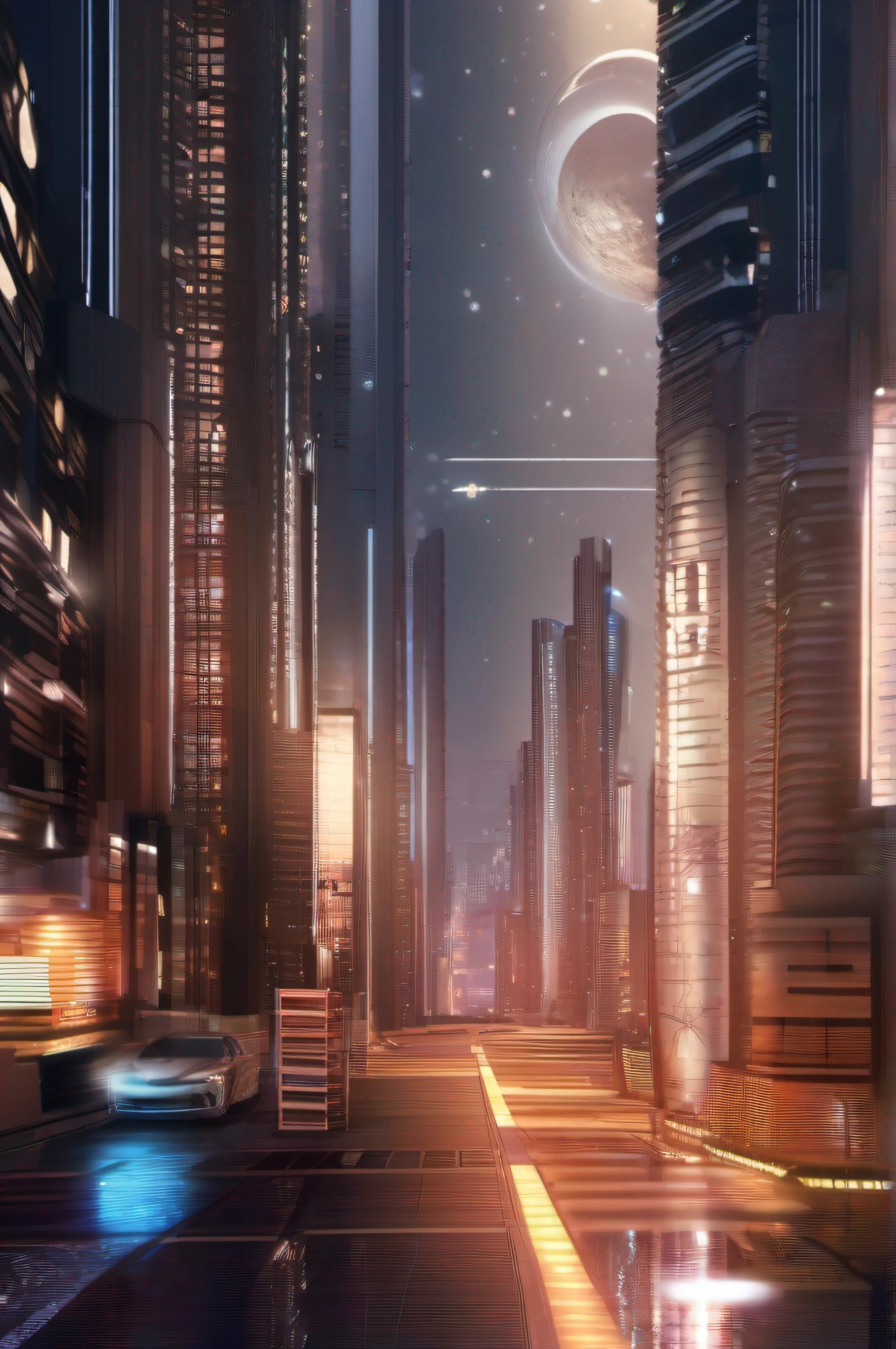 sci-fy，exquisite detailing，the night，Futuristic，城市，PPT background image