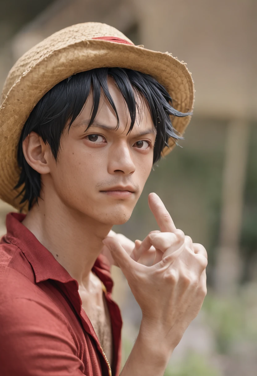 luffy one piece ,modelshoot style, nvinkpunk, mdjrny-v4 style, dreamlikeart, snthwve style