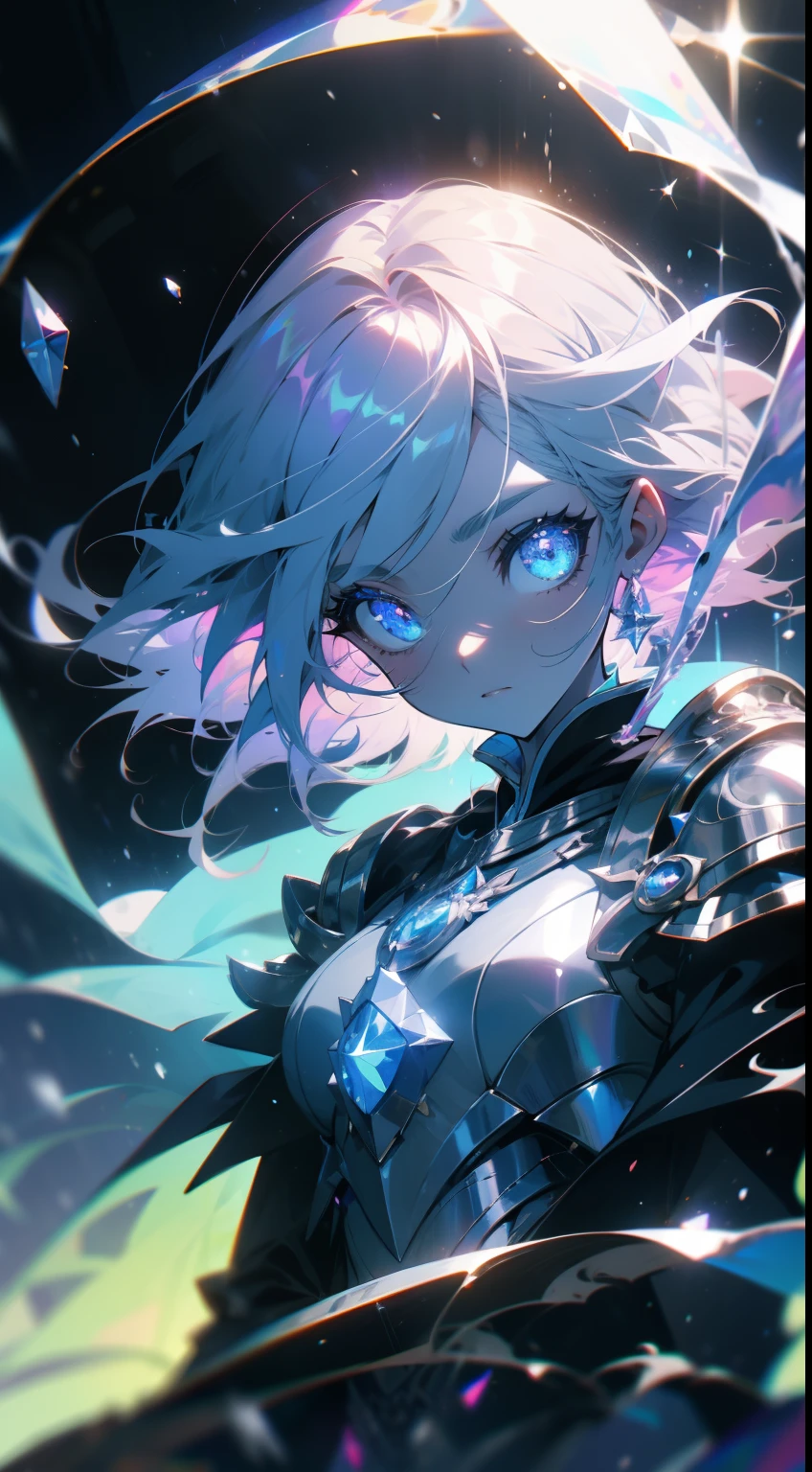 masterpiece, 1girl, armor, spell, mage, witch, scary, glow, particles, stunning, spectral, snow, gorgeous, perfect face, expressive eyes, cute,