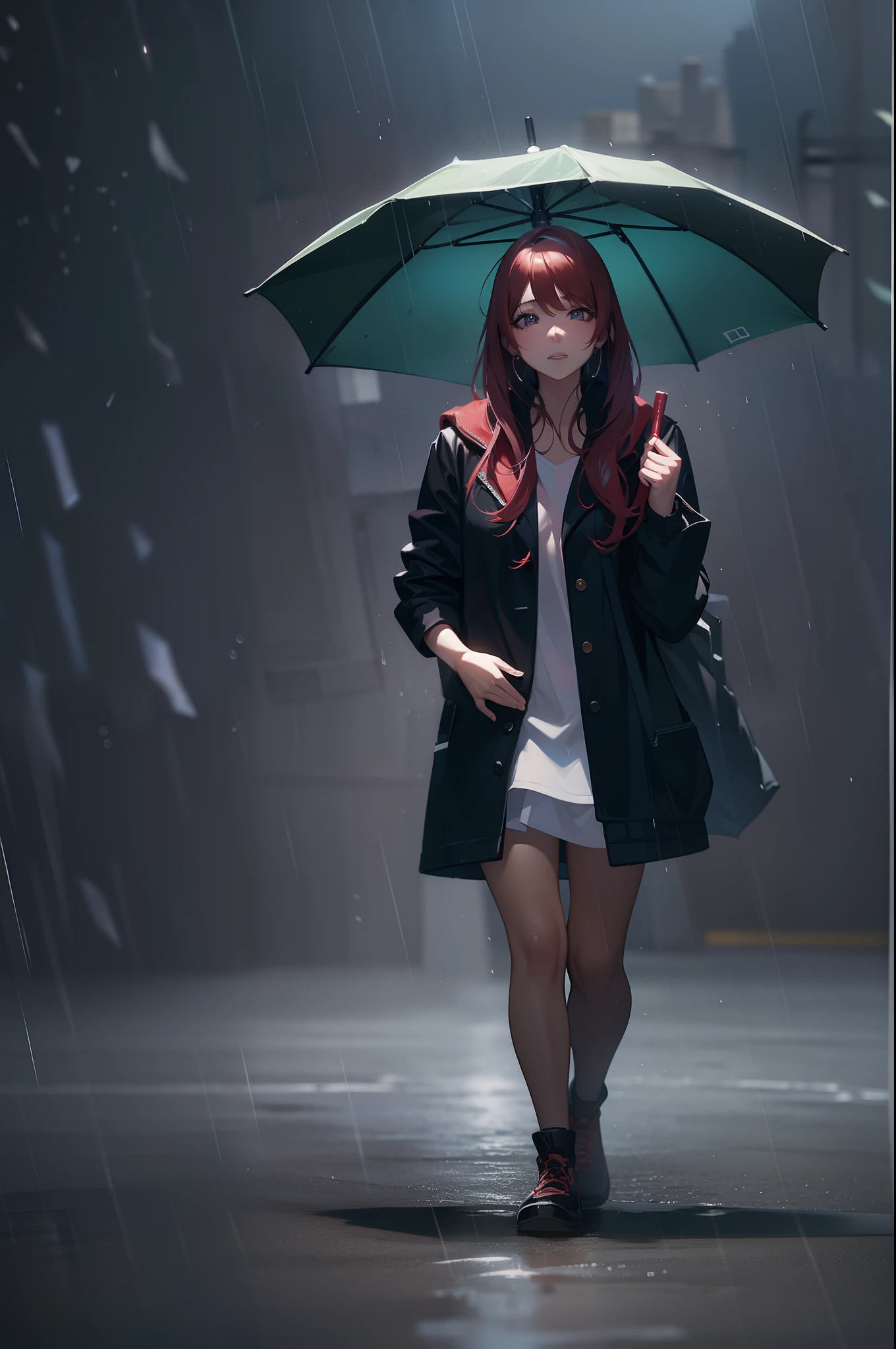 In the rain、Woman Walking、back lighting、Studio Lighting