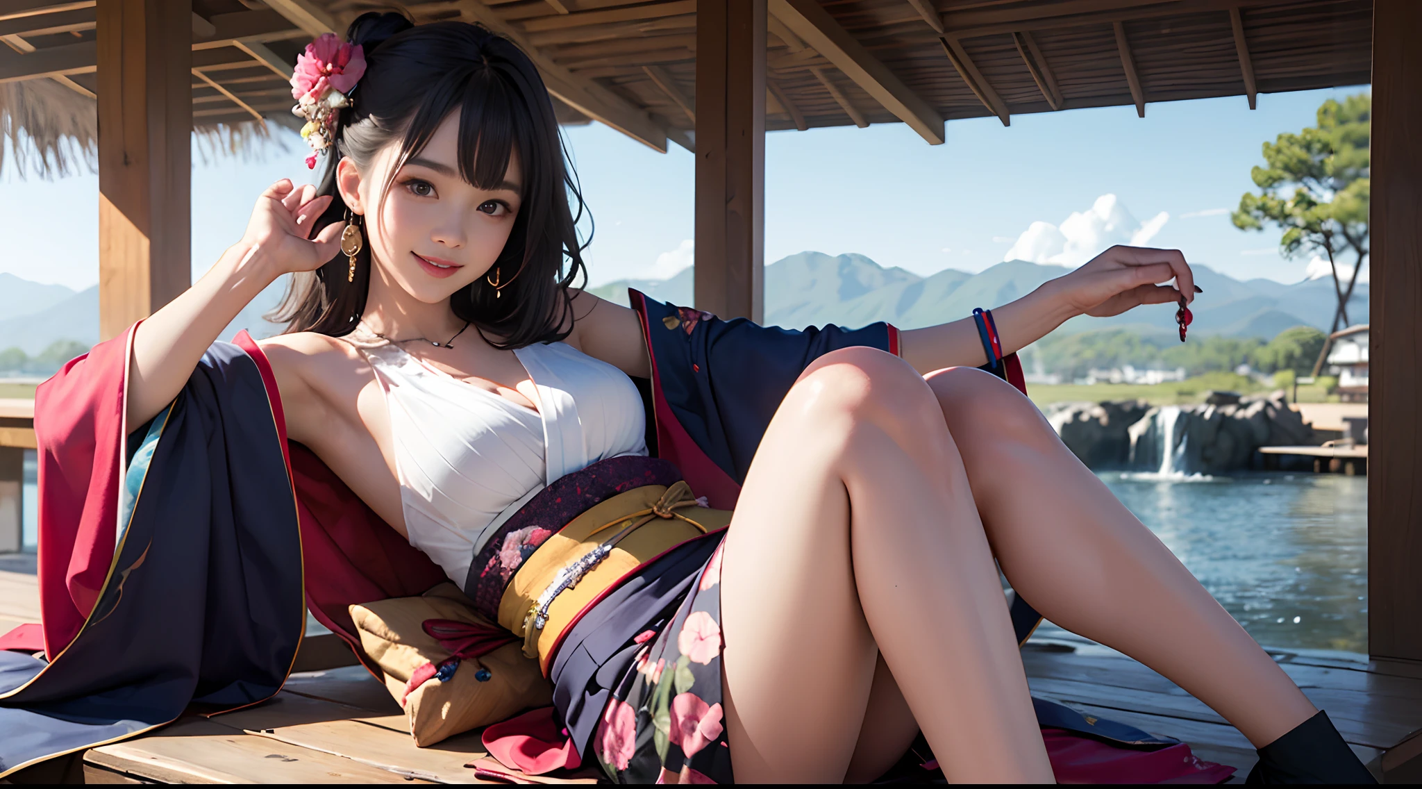 masterpiece, highres, best quality, 1girl solo, kamisato_ayaka, smile, kimono
