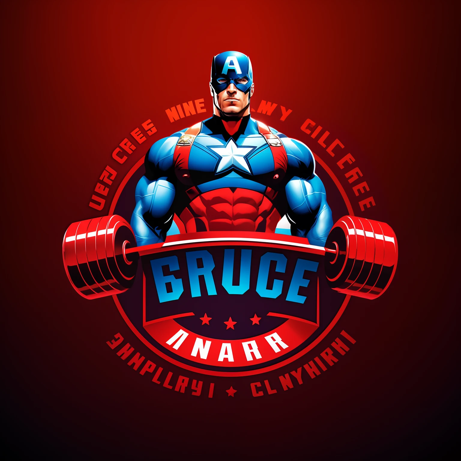 Captain Gym Logo Design, Captain America, background a gym, dingy gym, logotipo esportivo, body building blacksmith, muscular character, design do logotipo do patch, muscular male hero, foto do perfil, bodybuilder superhero bikini, local gym, musculoso, imagem de perfil, Personagem da Marvel, dingy gym, musculoso, marvel superhero, 3D Logo, logotipo do jogo