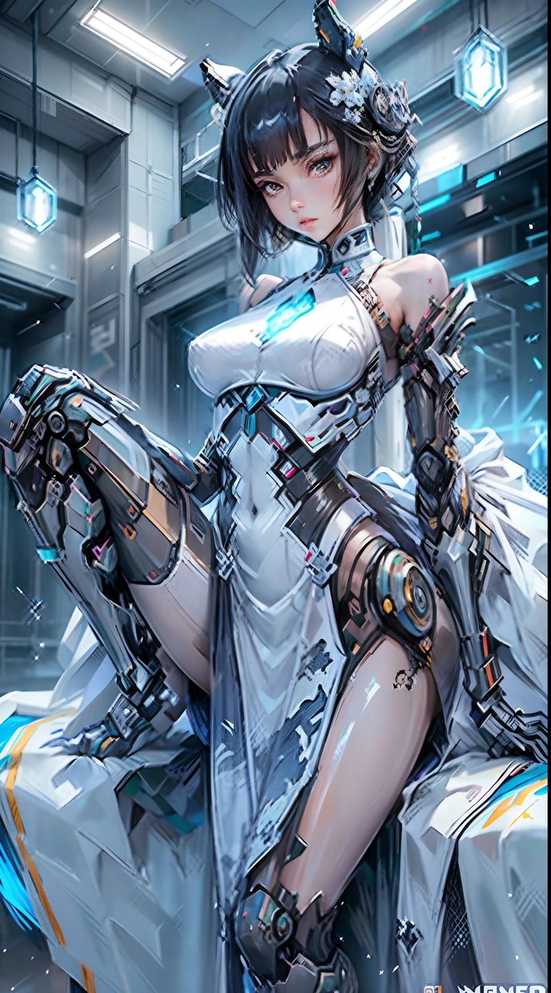 A female centaur,She is famous in the multiverse,She is both a female centaur, half human, half horse, half horse,It is also a female Yingzhao。She blends both images,The first is:((The head of the horse/neck/Shoulder these parts,Replaced with a beautiful female human upper body):9.9),of females are half-centaurs, half-horses, half-humans,The second is:((The head of the horse/neck/lower back/hason/gluteal/Shijo Thigh Female Embodiment):9.9),'s((Female half-horse with beautiful woman's):9.9,Chimer):9.9),(It's like a female human wearing a half-horse-like costume and making a seamless chimera:9.9),This chimerization is based on powerful futuristic technology。The ultra-wide-angle lens captures the image of her beautiful and ethereal wings on the ionosphere launching a super-high-speed charge and leaping。Her front half is distinctly feminine,Tall sexy body,possessed(K cup giant coconut tit chest:9.9),It has a small man's waist butterfly straddling(Long legs:9.9),The embedded interface of the half-horse part of the bent feminine state of the back half of the body is in the hip position。(The horse-shaped, half-horse torso form of her back body is completely female humanization9.9)。The chest cavity of a woman in the shape of a bent dog style embedded in the lower back position of the beautiful woman's body starting from the upper part of the sternum/lower back/Ventral transverse。Then there are the sexy beauty's upright hips,(Her entire body has been completely female and replaced by a female body:9.9),Including the half-horse part。Mechanized armor covers the legs with knee-shaped anti-joints and feet,And these parts are highly anthropomorphic,This makes her legs graceful and slender,Her four horse legs exploded in length proportions and was slender and toned,Under the legs are skinny white feet dressed in Skyscraper Heels,Use Midjourney's advanced stroke tools and color palettes, as well as texture packs, model packs, and texture tools,Concentration,Include all parts of her