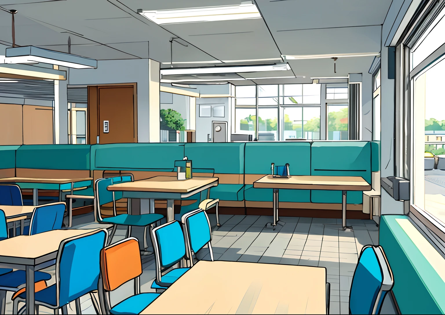 Make a hospital cafeteria in a cartoon style