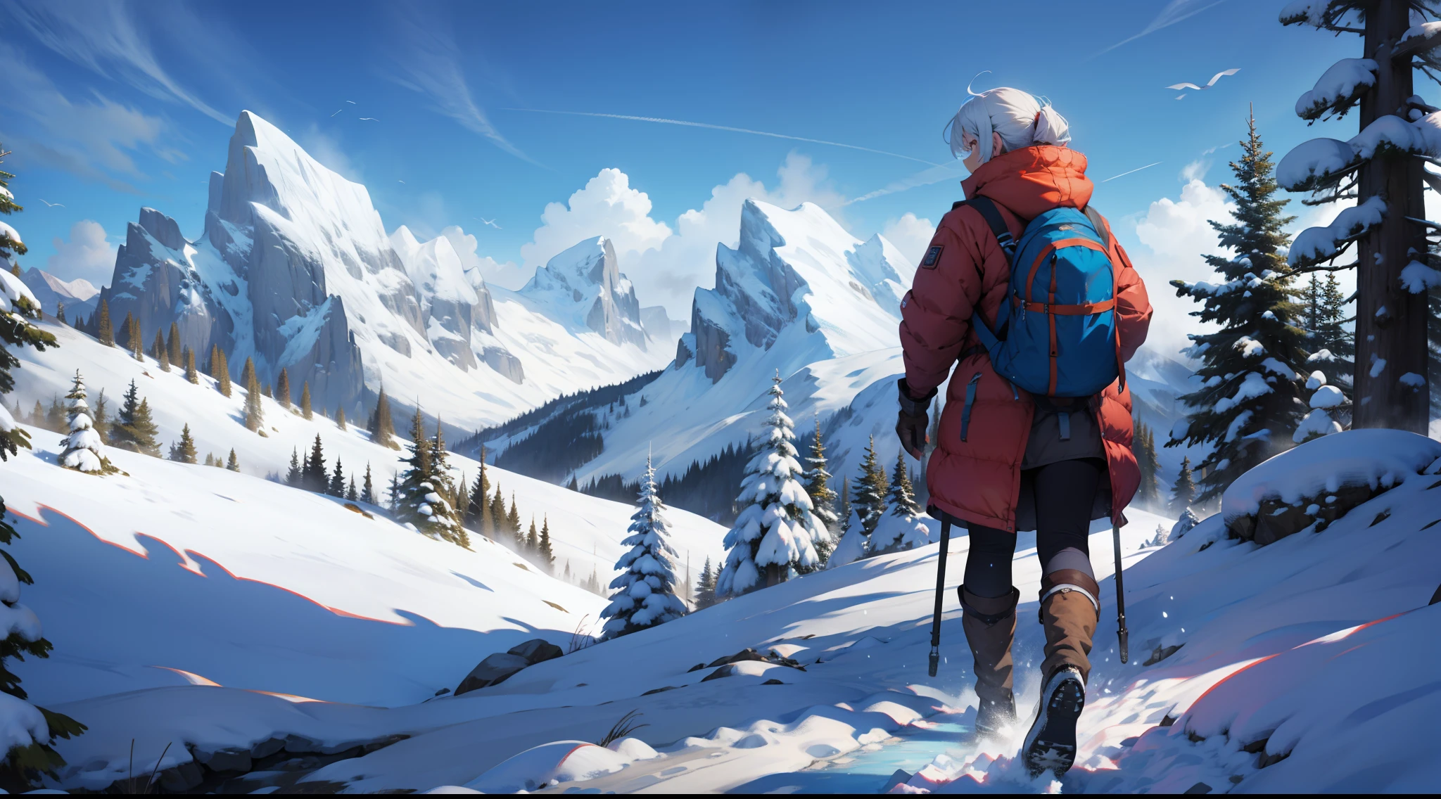 on the snowy mountain